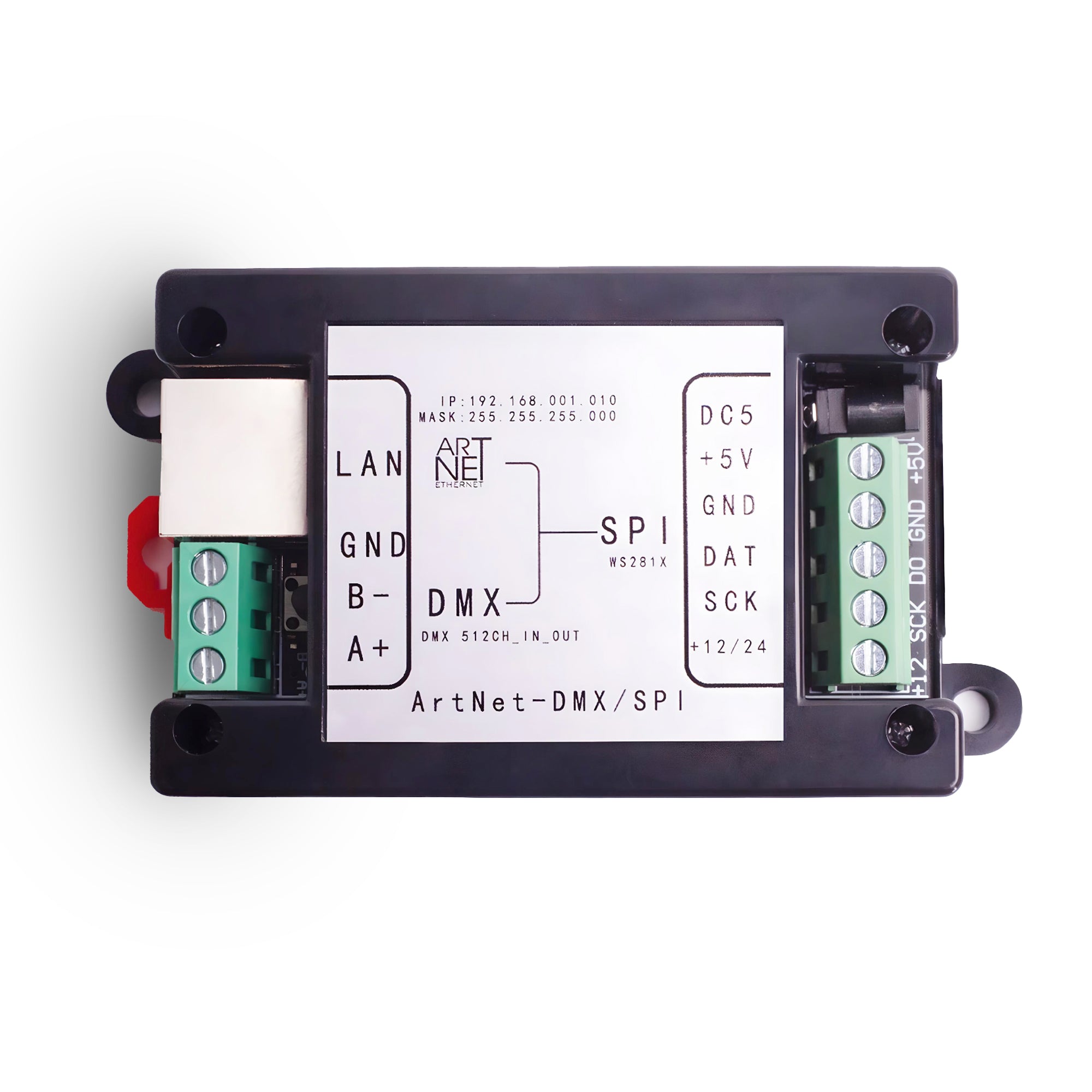 Pknight Art-Net to DMX/SPI LED Controller – Compact Ethernet Node with WLED Firmware, Web Configurable, Supports 512 DMX or 2048 SPI Channels – PK-WLED-ASD1M