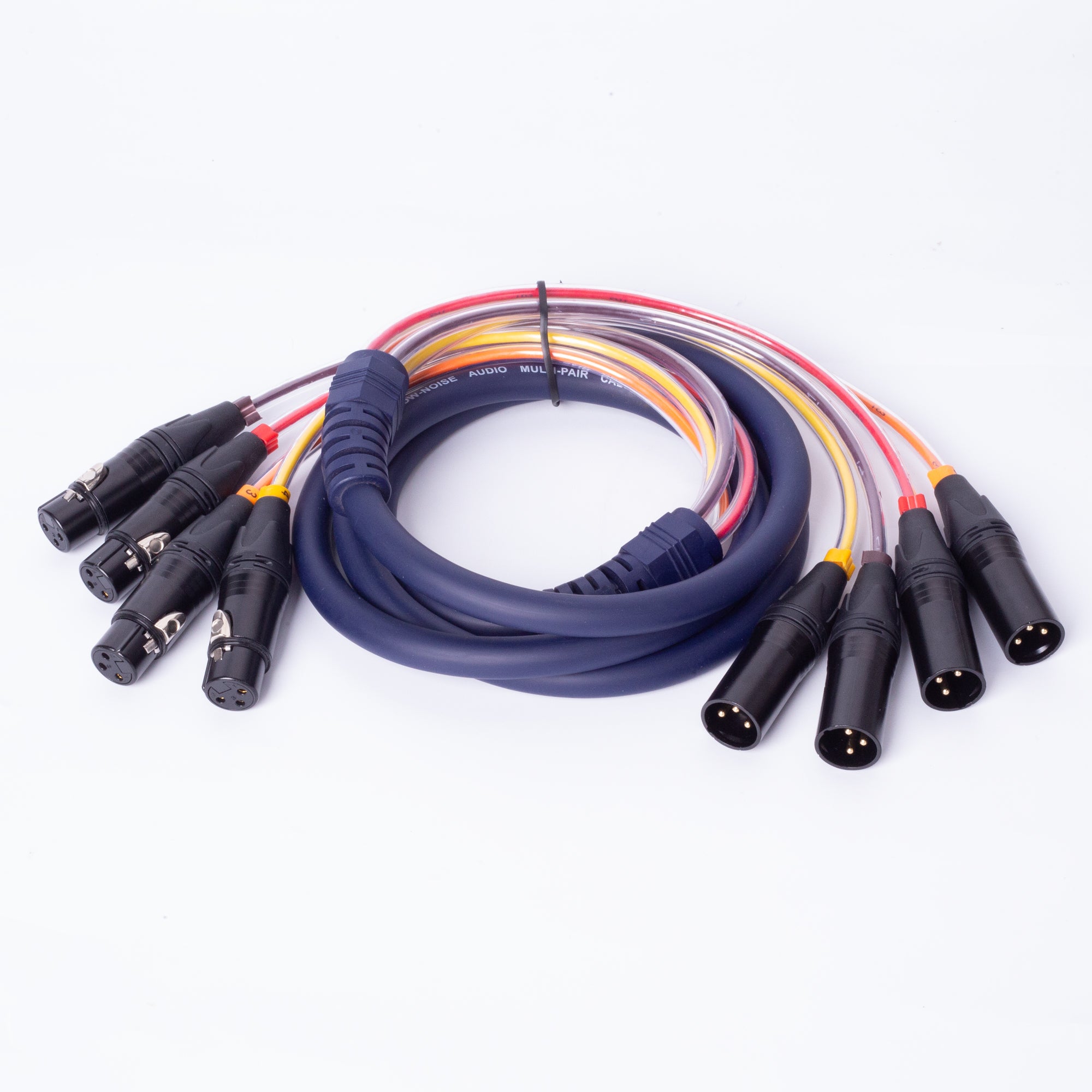 PKnight 4-Channel XLR Snake Cable, 200cm Multi-Core Male to Female Low-Noise Audio Cable for Stage, Studio, Mixer and Signal Routing