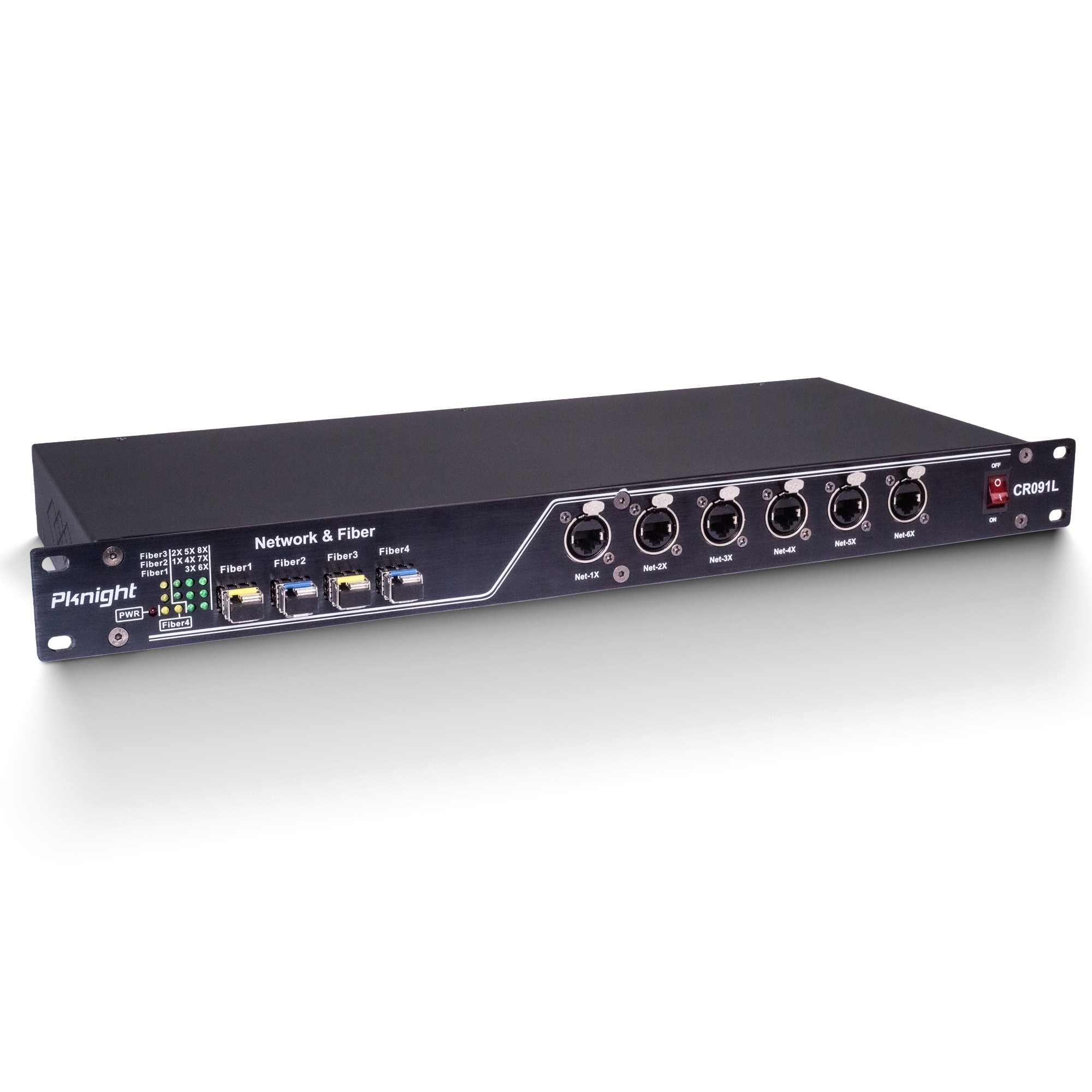 Pknight Gigabit Fiber Ethernet Switch , 12 Port Hybrid , 4 SFP + 8 RJ45 . Industrial Rackmount Network Hub for Stage Lighting CR091L
