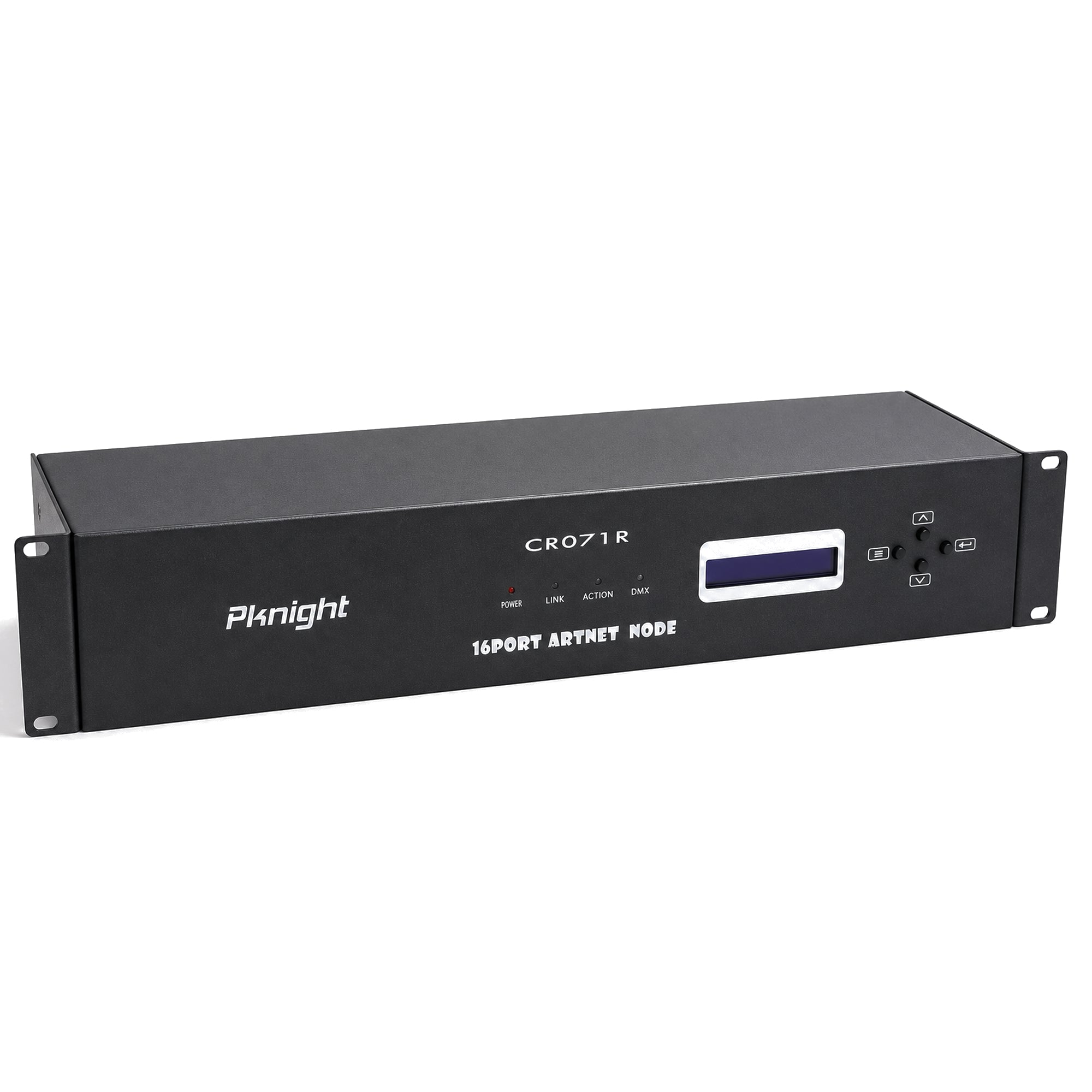 Pknight CR071R 16-Port ArtNet Node, Art-Net to DMX512 Converter, 8192CH, 3-Pin XLR, LCD, Rack Mount