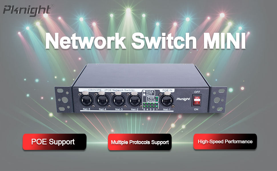 Pknight Stage Signal etherCON Network Switch POE Available