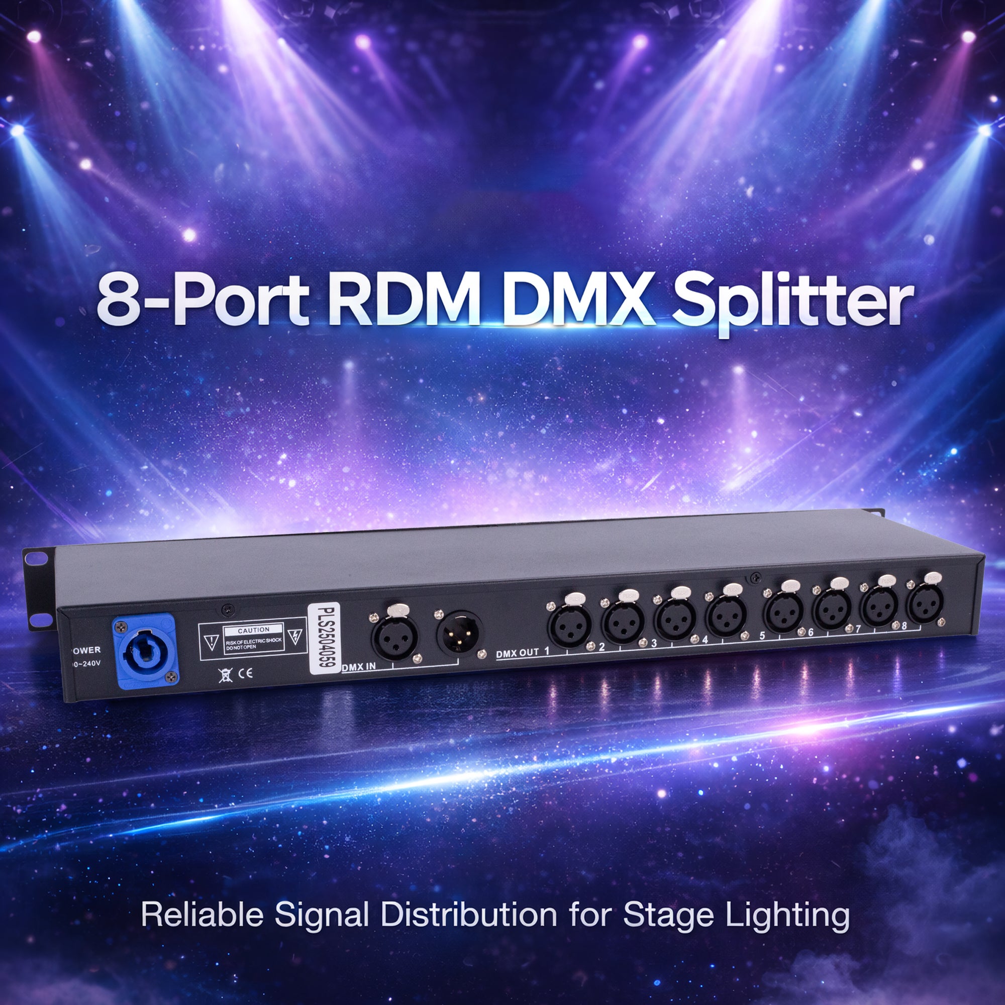 Pknight 8ch DMX & RDM Splitter, DMX512 Signal Distributor with Optical Isolation, Signal Amplifier for Stage Lighting