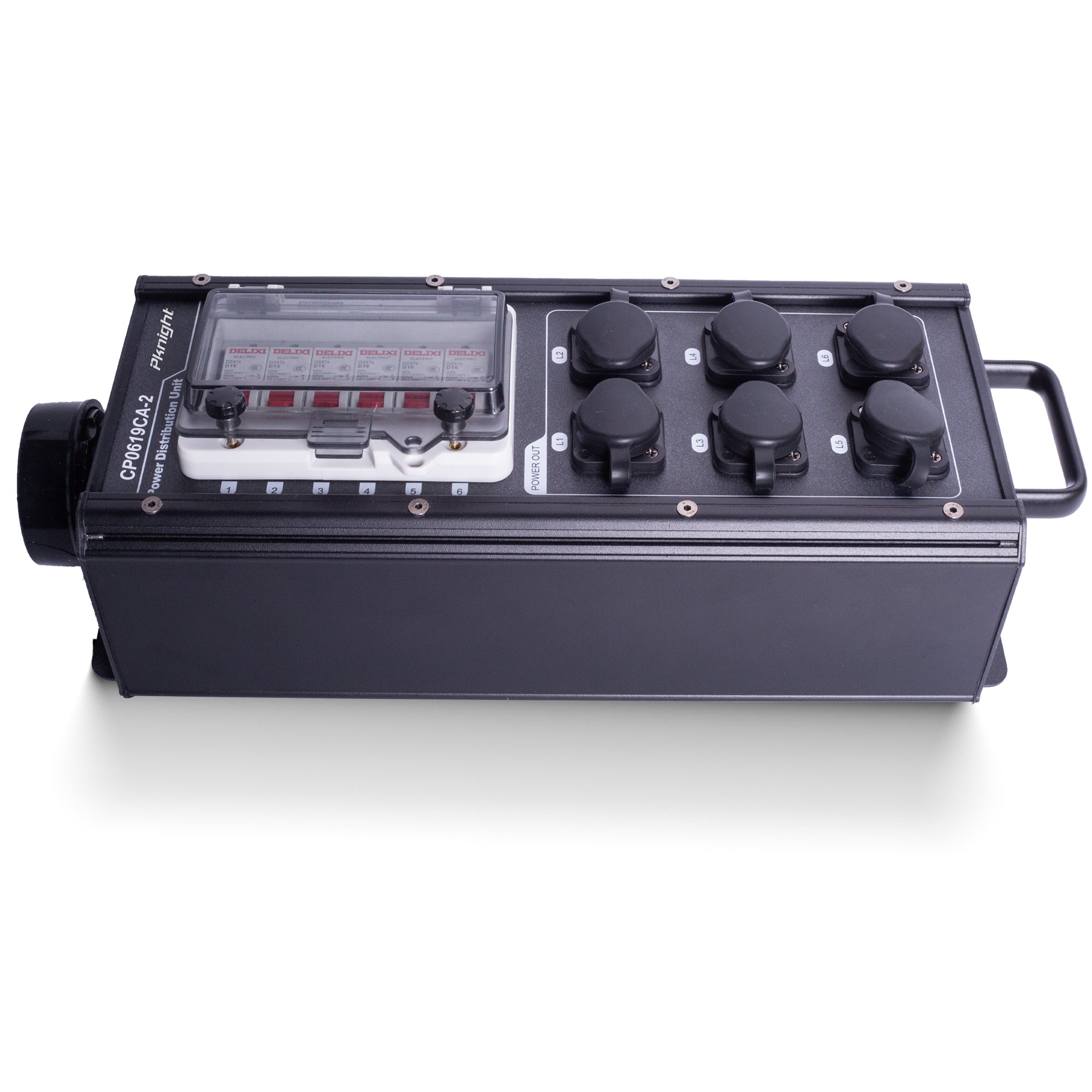 PKnight 19-Pin Input Stage Power Distribution Box, AC90-240V Power Distro Unit with 6 x16ATRUE1 Female Outputs for Stage Lighting