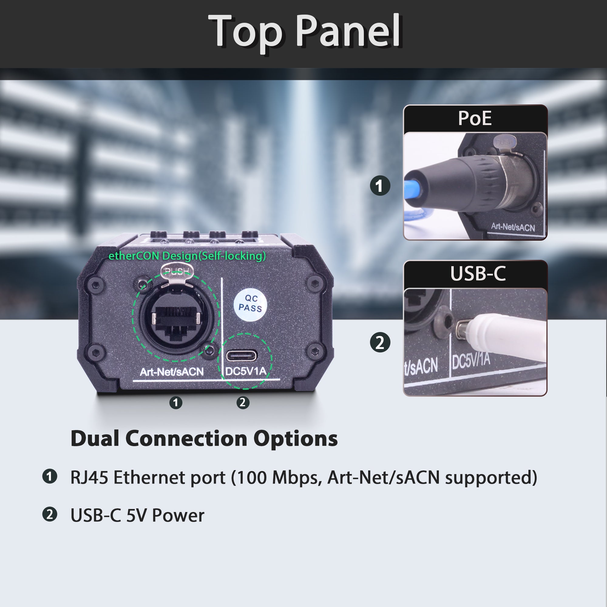 Pknight 1-Port Bi-Directional Art-Net/sACN to DMX512 Converter, a Compact Node with LED Display for Stage Lighting – CR011R MK II 3pin