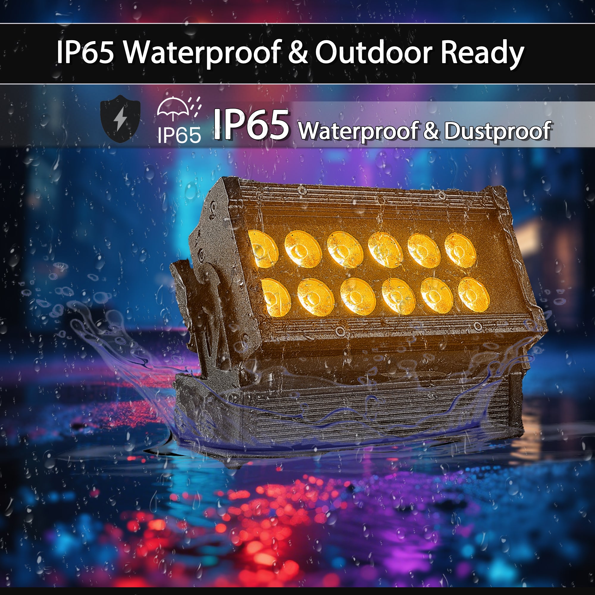 Pknight 12×18W RGBWA+UV LED Wash Light, Rechargeable Battery Powered Wireless DMX Uplighting, IP65 Waterproof Stage Lighting with APP & Sound Control for DJ Wedding Party Events