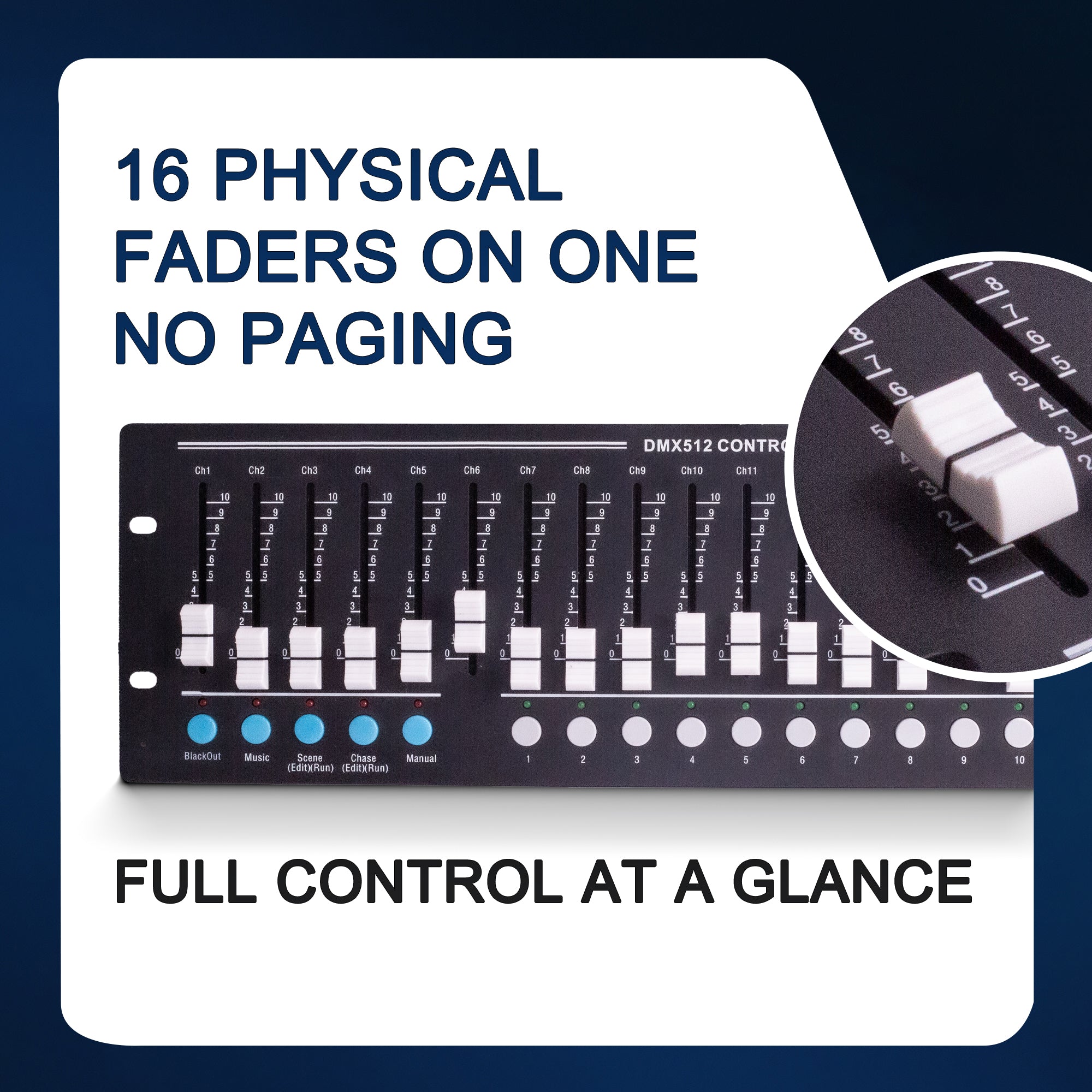 PKnight 16-Fader DMX Controller with 192-Channel Output Support, Designed for DJs, KTV, and Stage Lighting