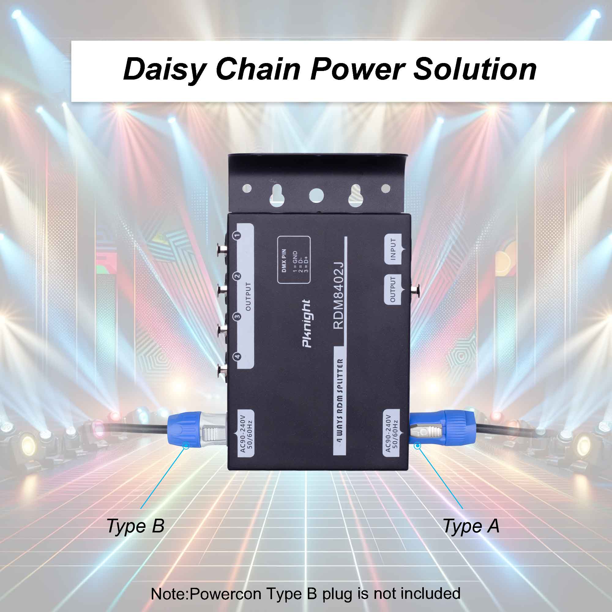 PKnight 4-Channel DMX and RDM Signal Splitter with Optical Isolation and PowerCON Linking Signal Amplifier Distributor for Stage Lighting