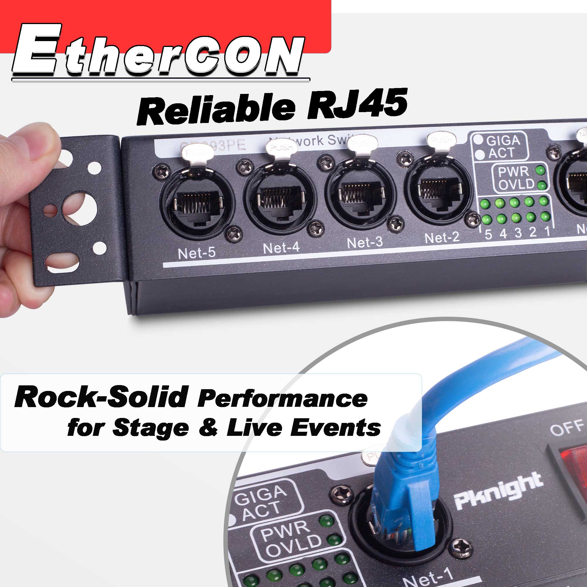 Pknight Stage Signal etherCON Network Switch POE Available