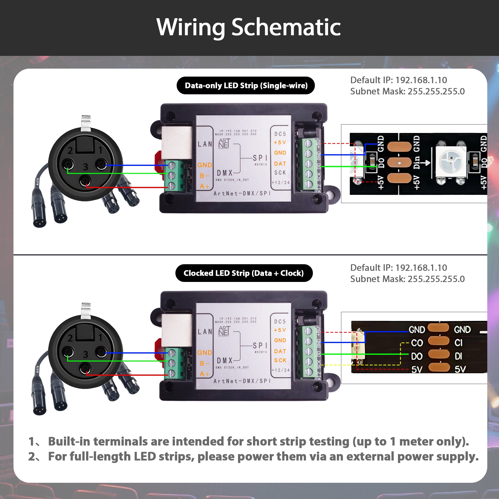 Pknight Art-Net to DMX/SPI LED Controller – Compact Ethernet Node with WLED Firmware, Web Configurable, Supports 512 DMX or 2048 SPI Channels – PK-WLED-ASD1M