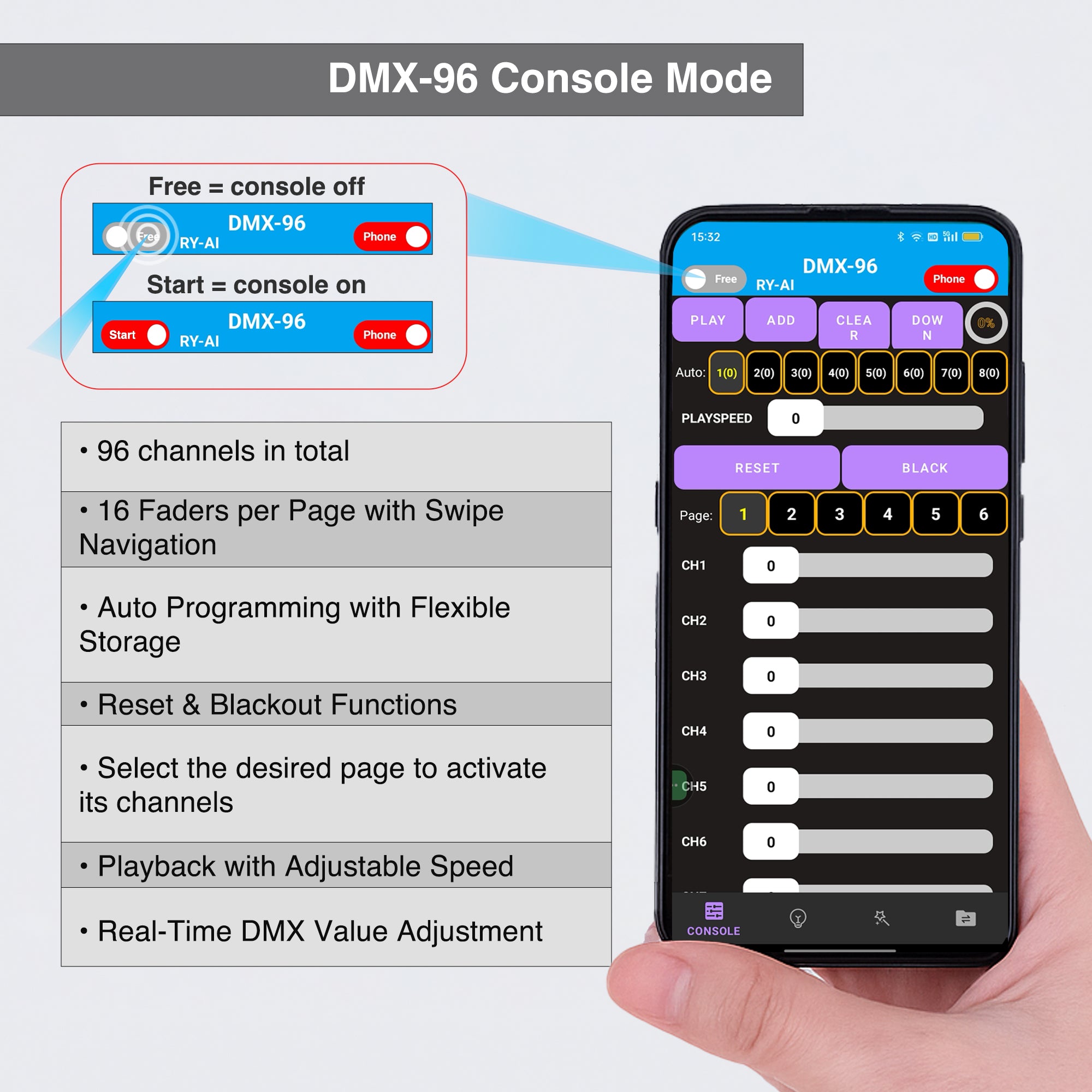 Pknight USB DMX/RDM Controller, Bluetooth DMX Address Setting Mobile App Control, Stage Light Tool for Android Only