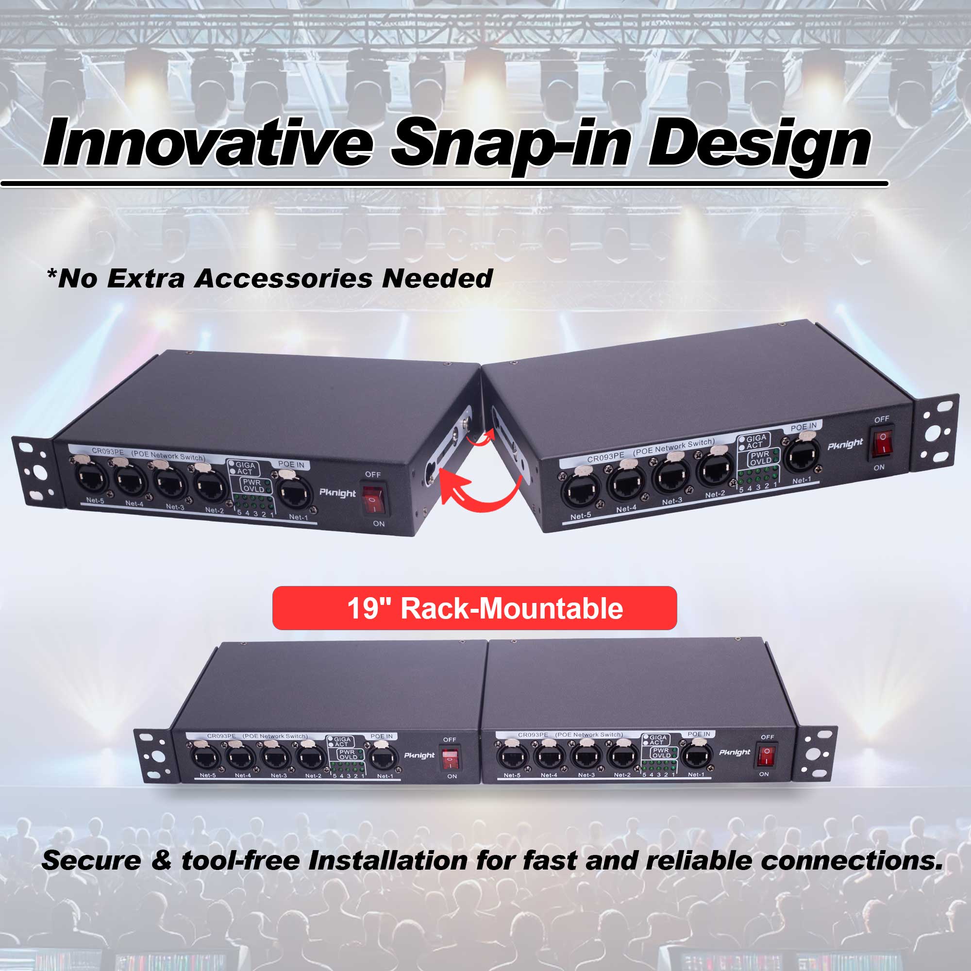 Pknight Stage Signal etherCON Network Switch POE Available