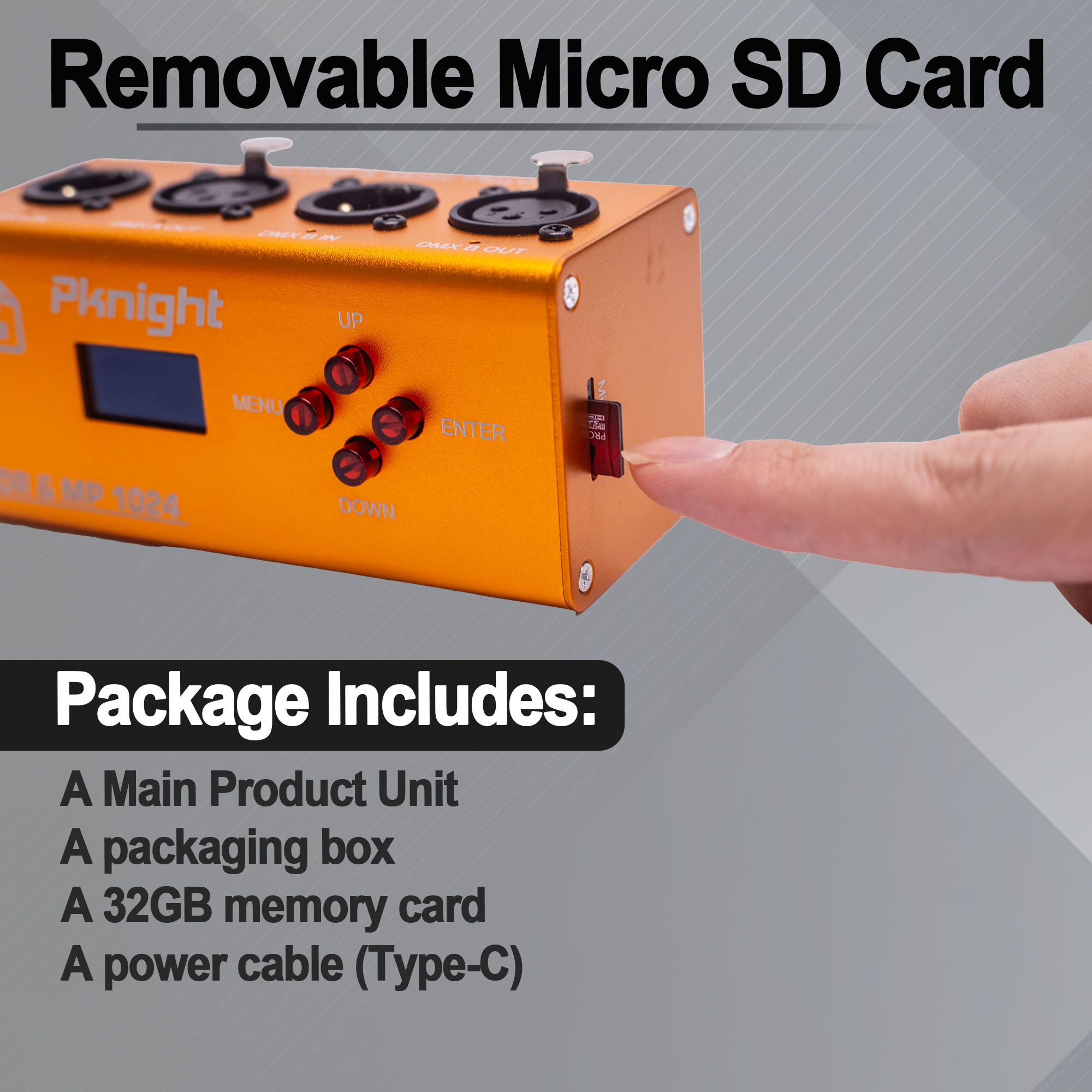 Pknight DMX Recorder and Music Player with 32GB Storage, 2 Universe, 1024 Channels, Multiple Playback Modes Stage Lighting Controller, DR & MP 1024