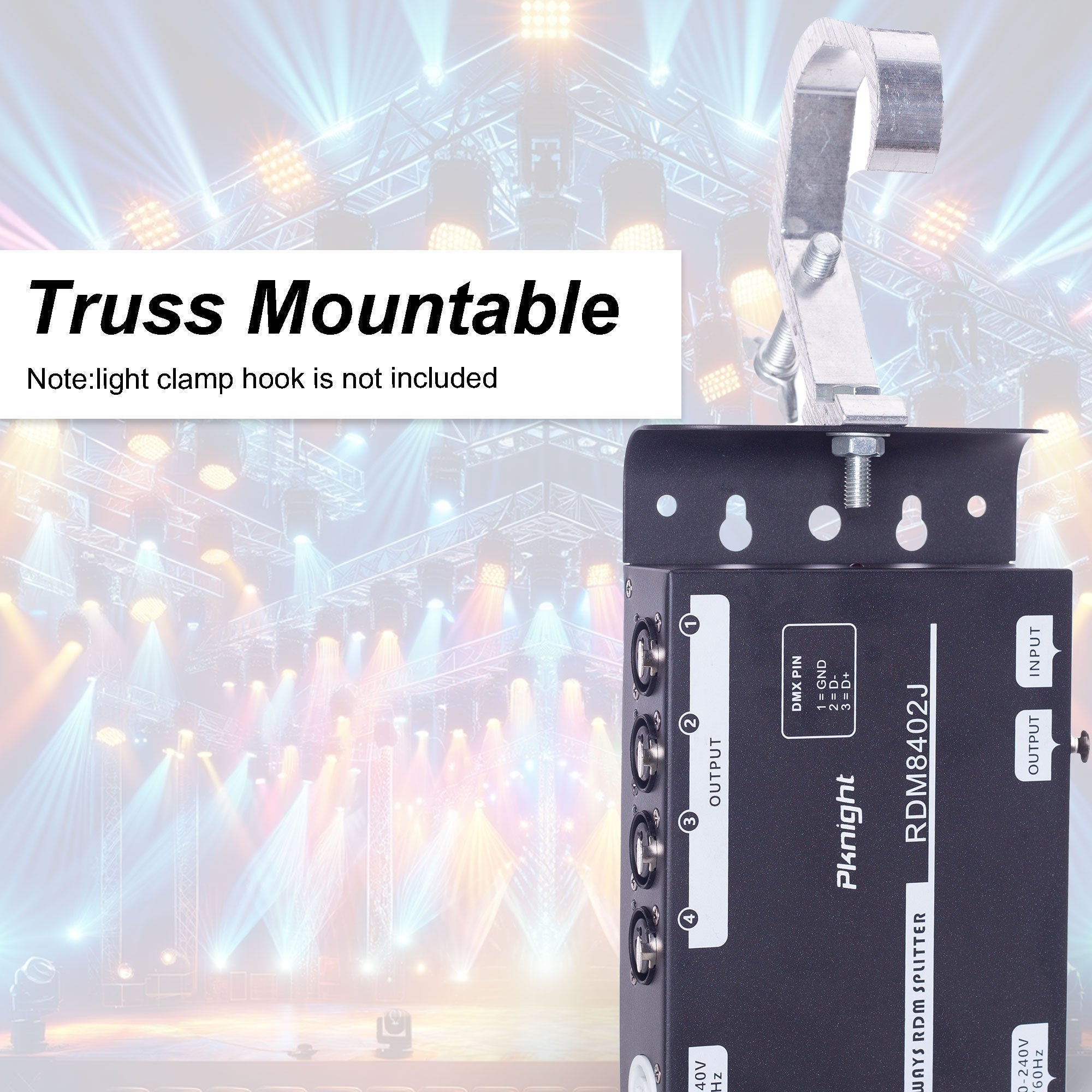 PKnight 4-Channel DMX and RDM Signal Splitter with Optical Isolation and PowerCON Linking Signal Amplifier Distributor for Stage Lighting