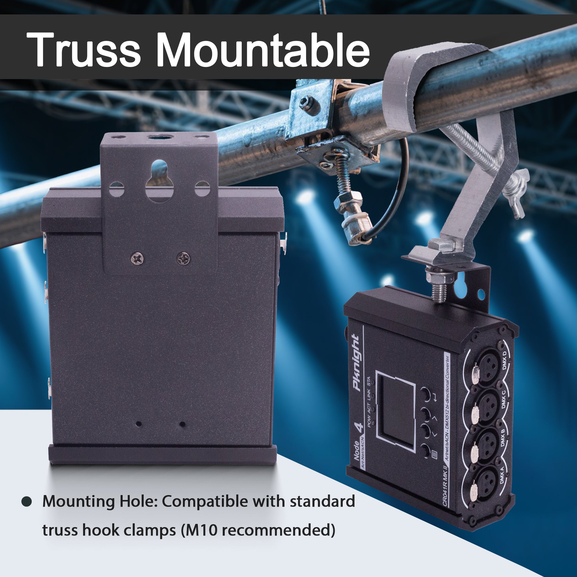 Pknight 4-Port Bi-Directional Art-Net/sACN to DMX512 Converter, a Compact Node with PowerCON, PoE & USB-C for Stage Lighting – CR041R MK II