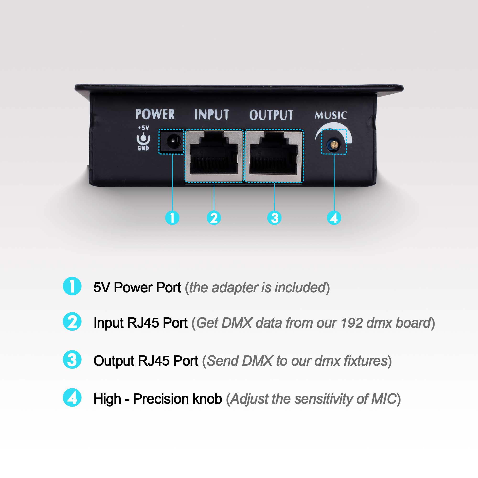 Pknight DMX Wall Mounted Controller Compact DMX Control Station for Church School home party Architectural Lighting