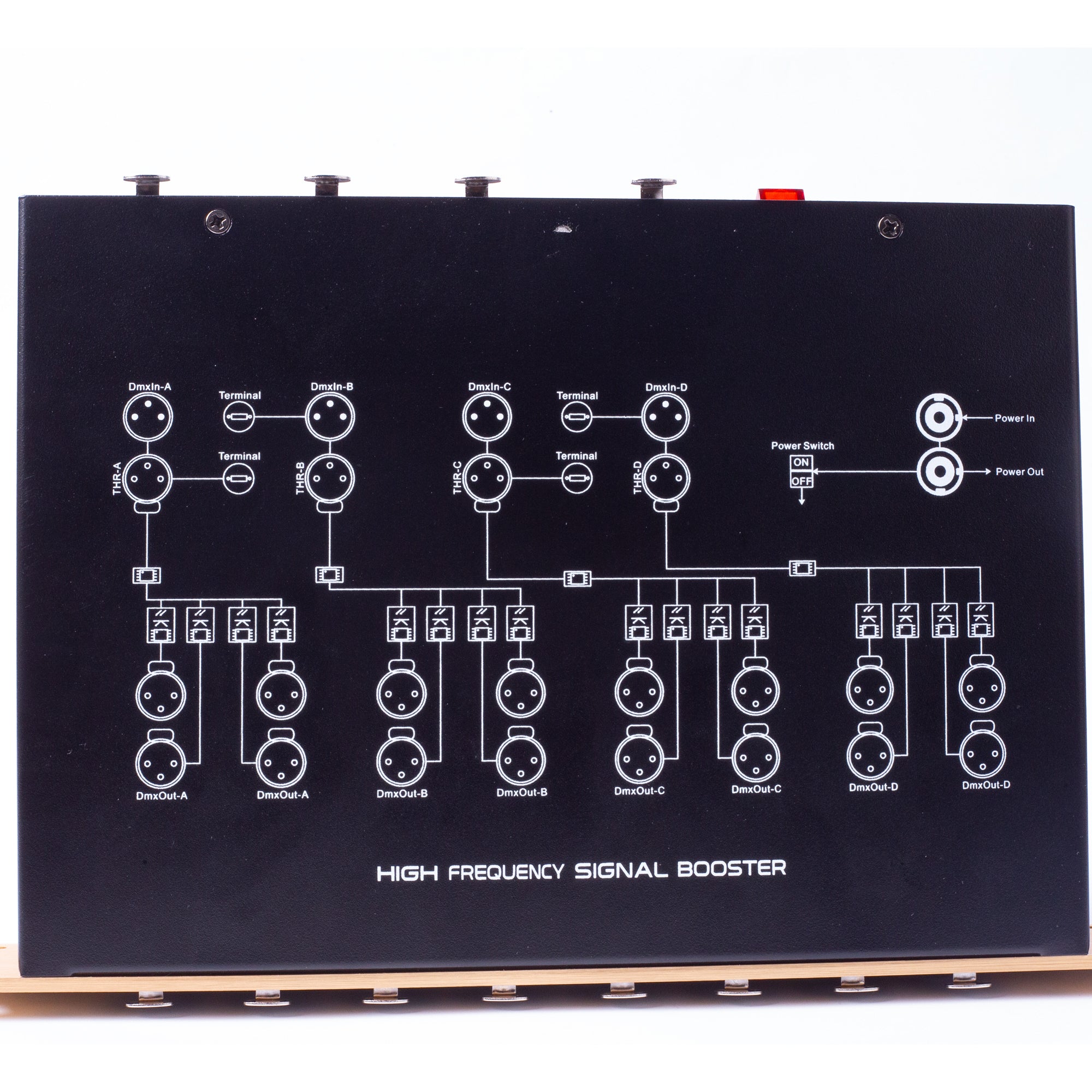 PKnight 16-Channel DMX Signal Amplifier, Non-RDM DMX512 Splitter Booster with 4 Inputs, 4 Thru Outputs, 16 Outputs, 3-Pin XLR