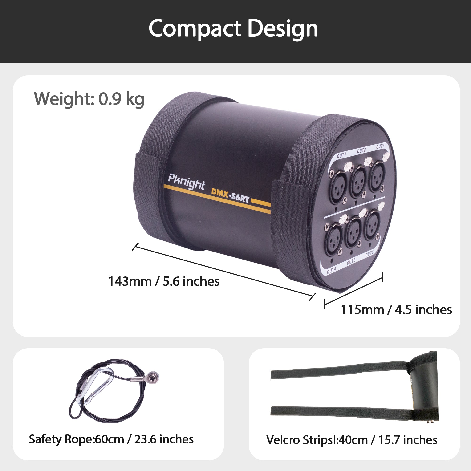Pknight 6-Channel DMX Signal Splitter, Optical Isolated DMX Amplifier Distributor,DMX-S6RT