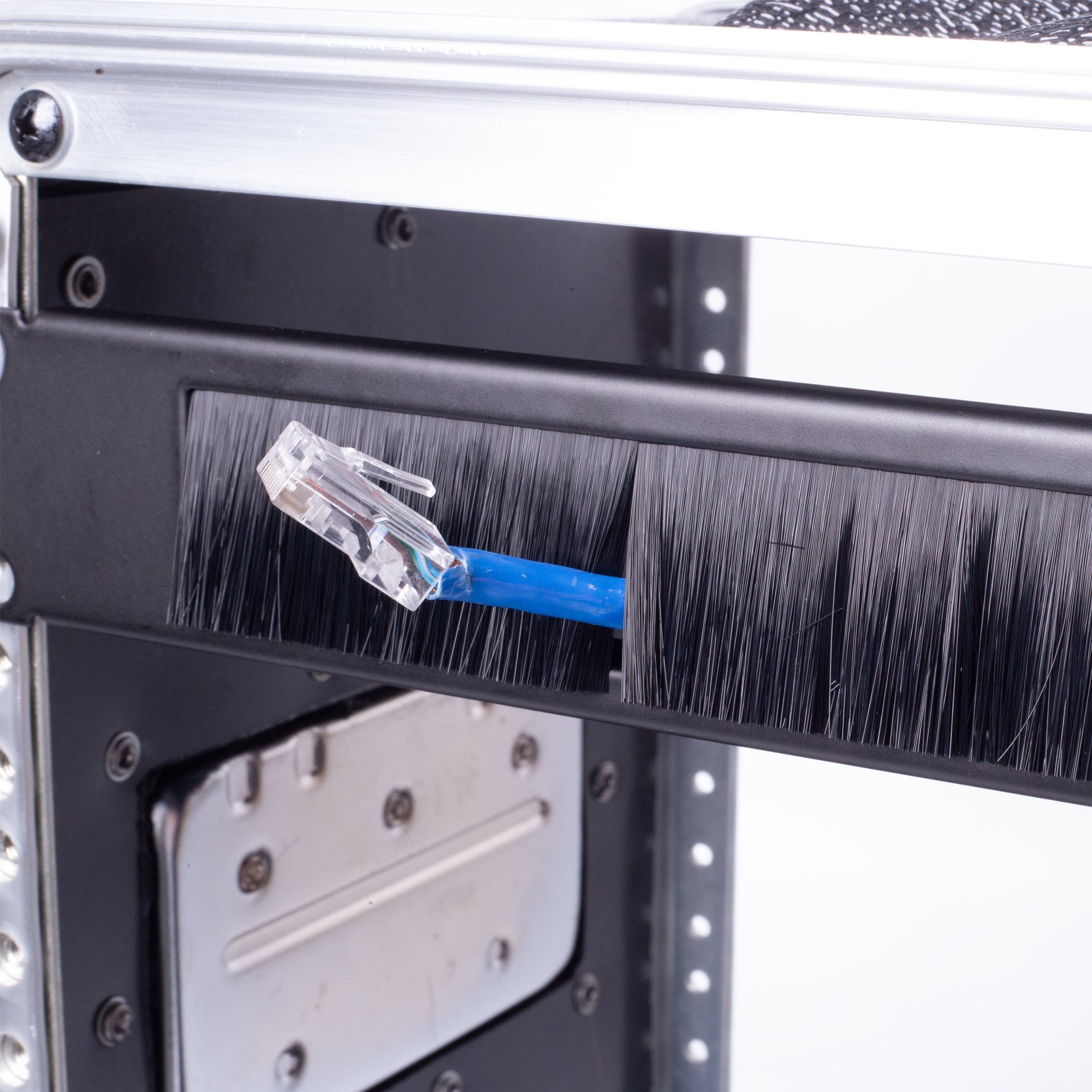PKnight 1U Rack Brush Panel, 19 Inch Cable Pass-Through Blank Panel with Brush Strip, Black Metal Rack Cable Management Panel for Server, Network, Audio and AV Cabinets