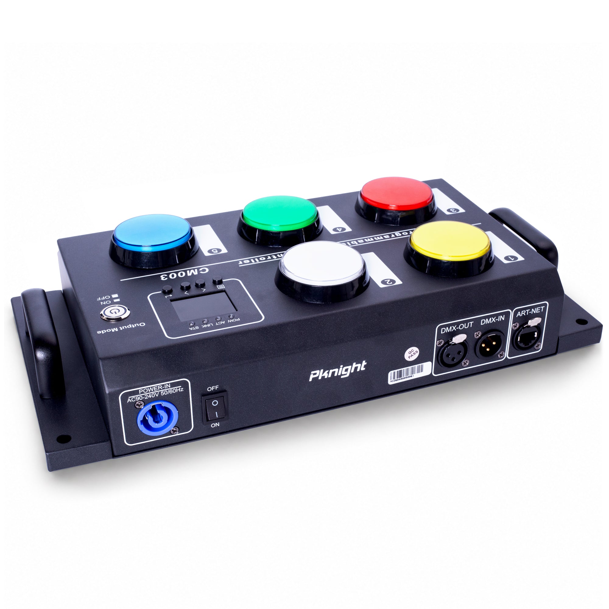 DMX Scene Recorder Button Controller, 5-Button Lighting Cue Controller with 10 Programmable Scene Actions, Standalone Playback for DMX512 Art-Net sACN Stage Lighting and Event Control