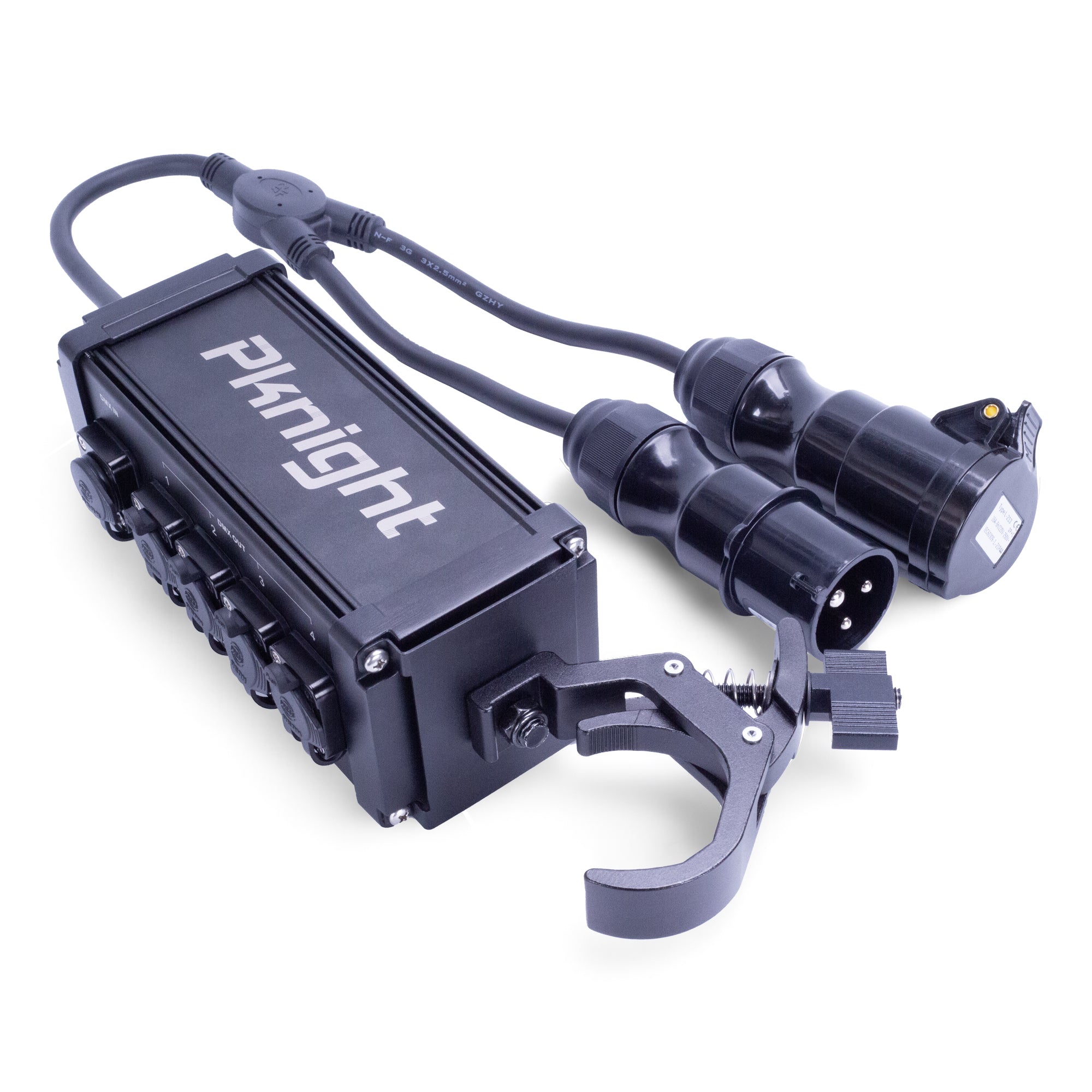 Pknight 4-Way DMX/RDM Splitter, IP67 Waterproof Lighting Signal Booster with 16A Power Loop, Outdoor DMX Distributor for Stage, DJ, and Events