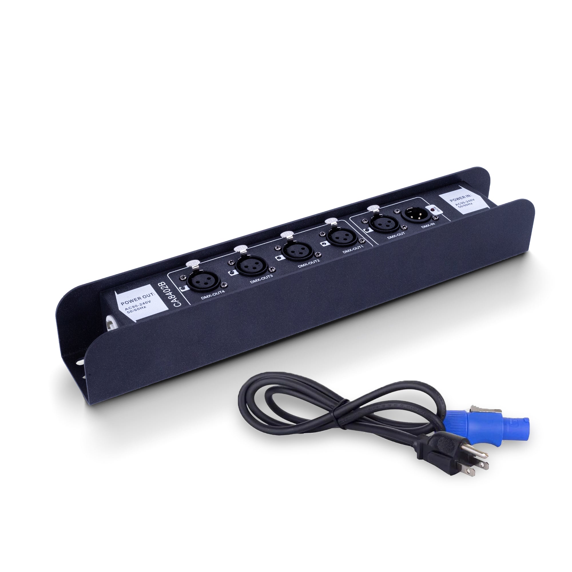 Pknight DMX512 Splitter 1 In 4 Out, Optically Isolated DMX Distributor & Signal Amplifier with PowerCON In/Out Daisy Chain, Truss-Mountable 3-Pin XLR Signal Booster for Stage Lighting Consoles