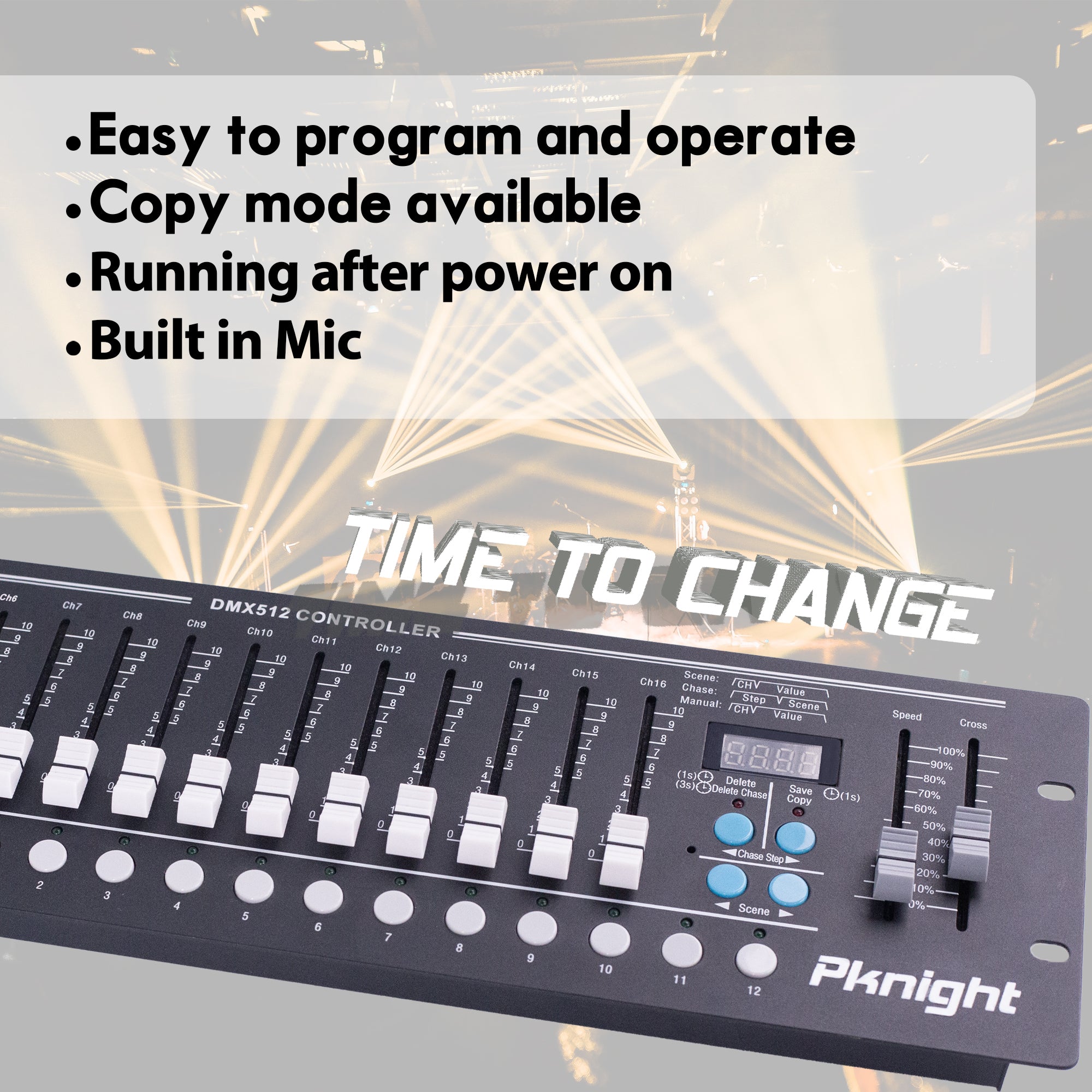 PKnight 16-Fader DMX Controller with 192-Channel Output Support, Designed for DJs, KTV, and Stage Lighting