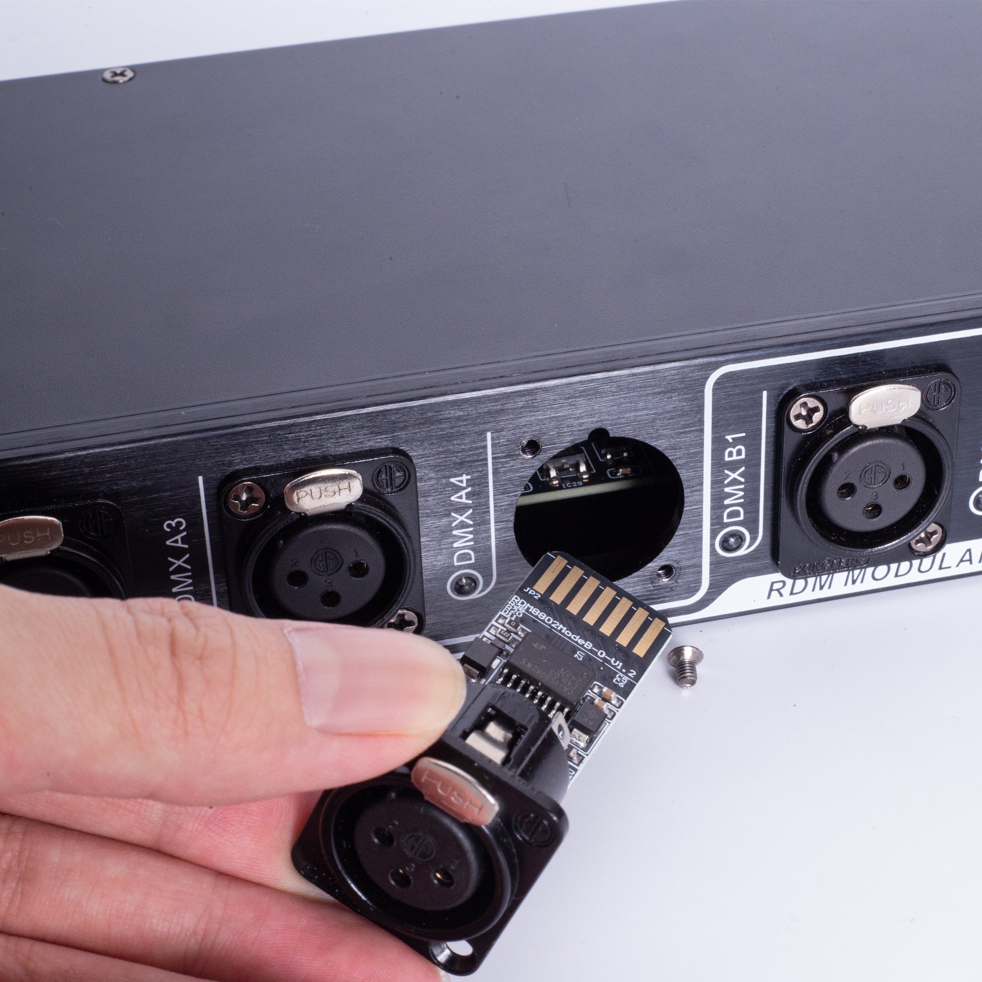 RDM 8-Channel DMX512 Signal Amplifier Splitter, 1In 8Out RDM DMX Distributor with Optical Isolation, Plug-inModules and XLR 3/5 Pin Connectors for Stage Lighting