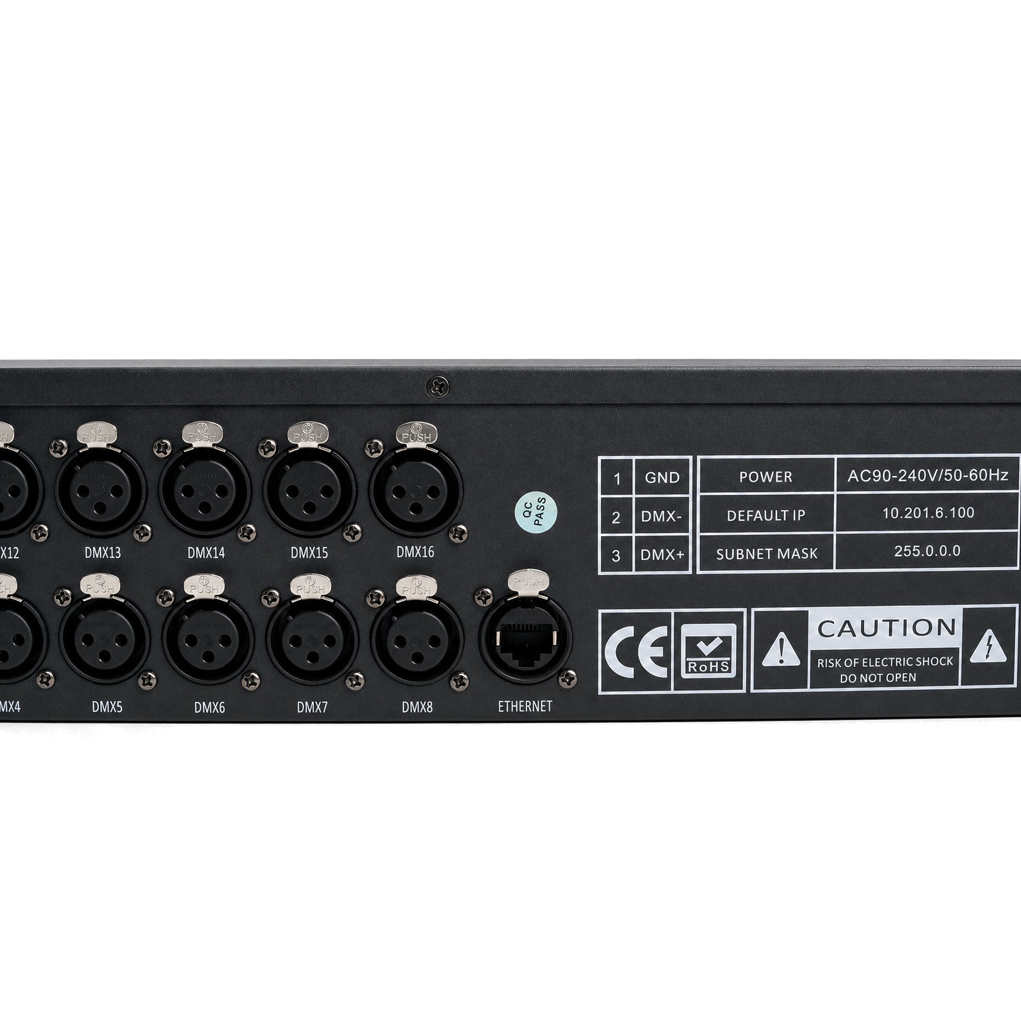 Pknight CR071R 16-Port ArtNet Node, Art-Net to DMX512 Converter, 8192CH, 3-Pin XLR, LCD, Rack Mount
