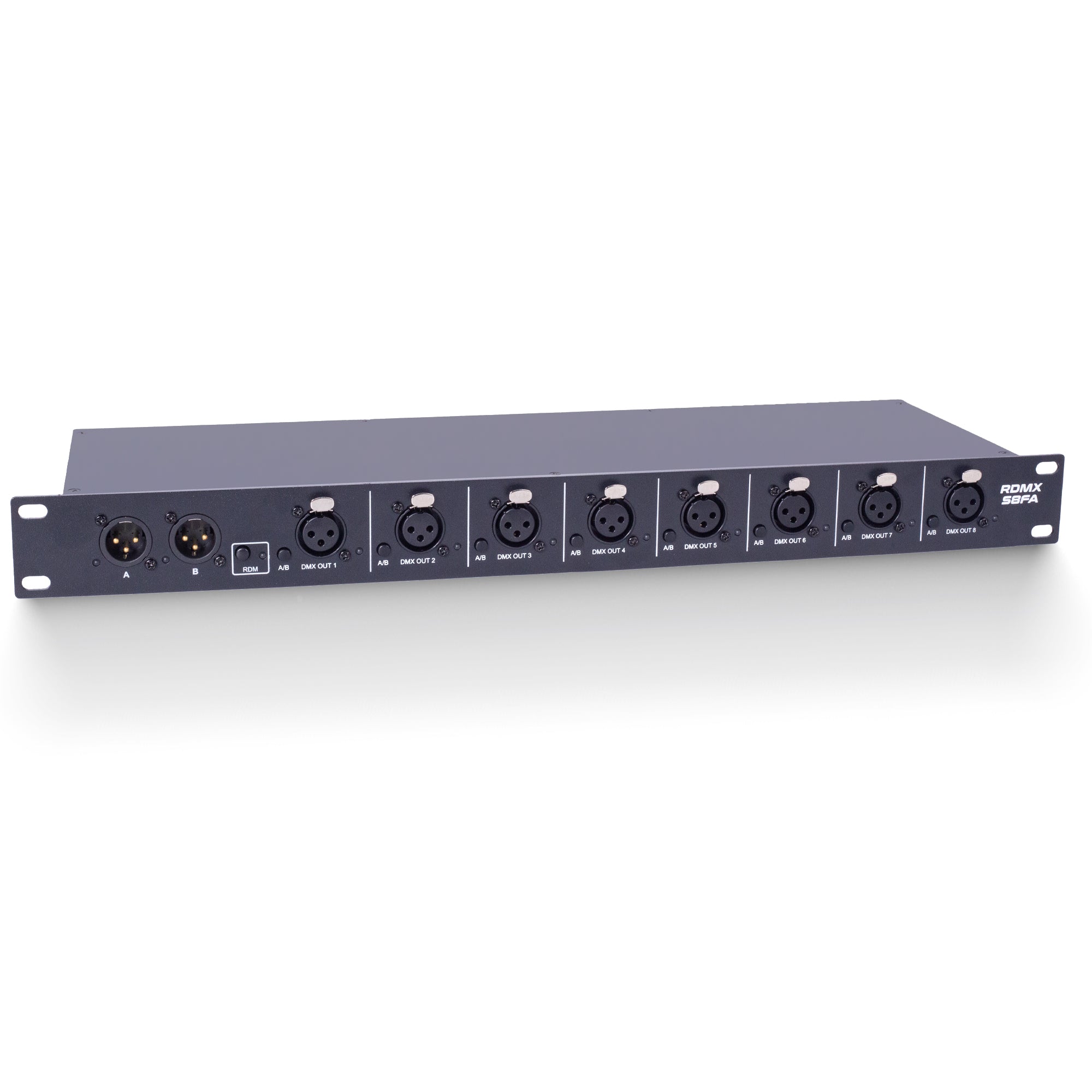 Pknight RDMX-S8FA 8-Port DMX RDM Splitter with Dual A/B Input Switching, Optical Isolation, Front & Rear DMX Inputs, 1U Rack Mount Signal Distributor for Stage Lighting, DJ, Touring & Live Events
