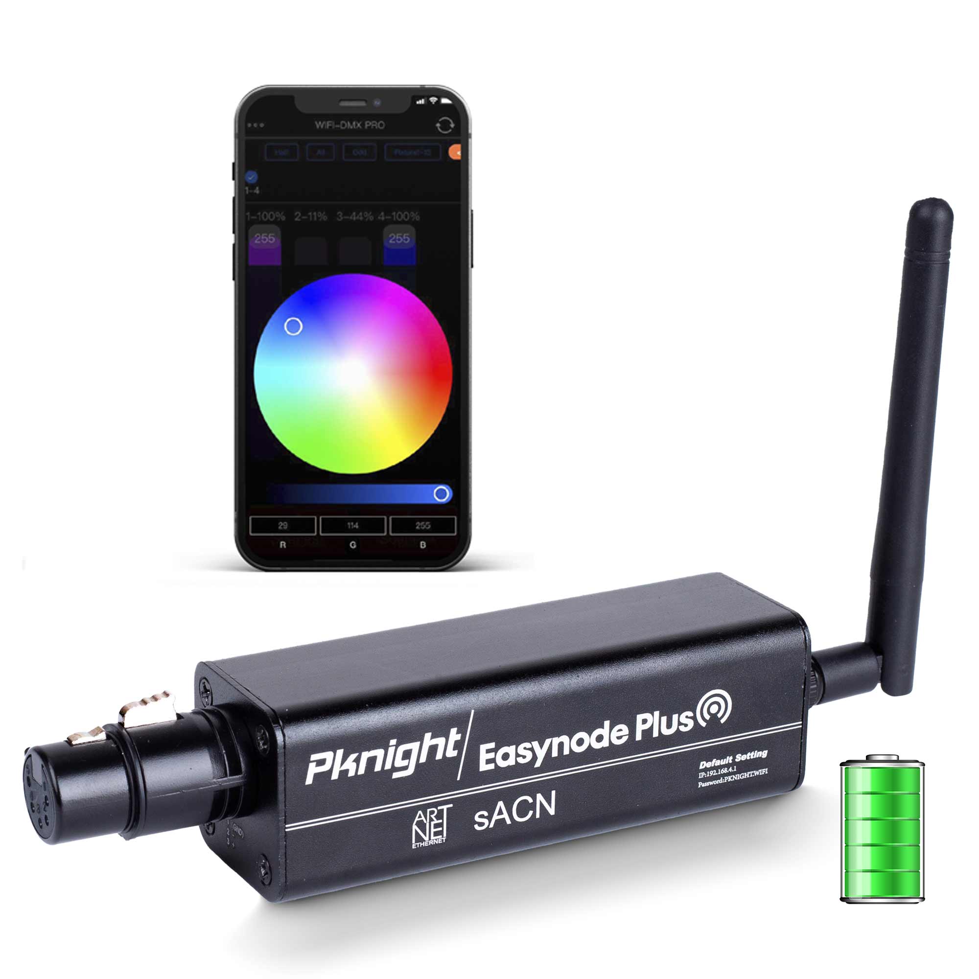 Pknight 2.4G Wireless WiFi DMX Easynode Plus Mini DMX Controller with App WIFI-DMX PRO Using ArtNet/sACN Protocol