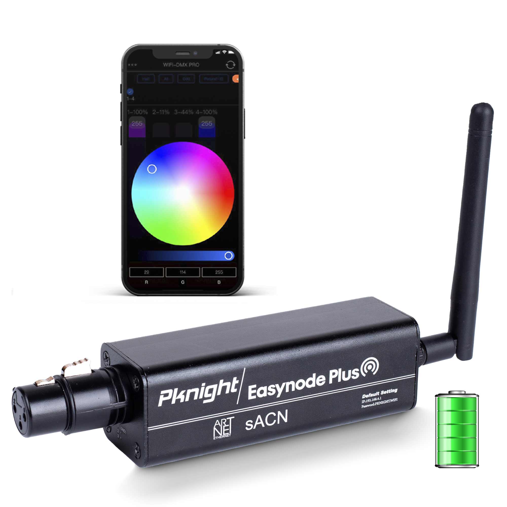 Pknight 2.4G Wireless WiFi DMX Easynode Plus Mini DMX Controller with App WIFI-DMX PRO Using ArtNet/sACN Protocol