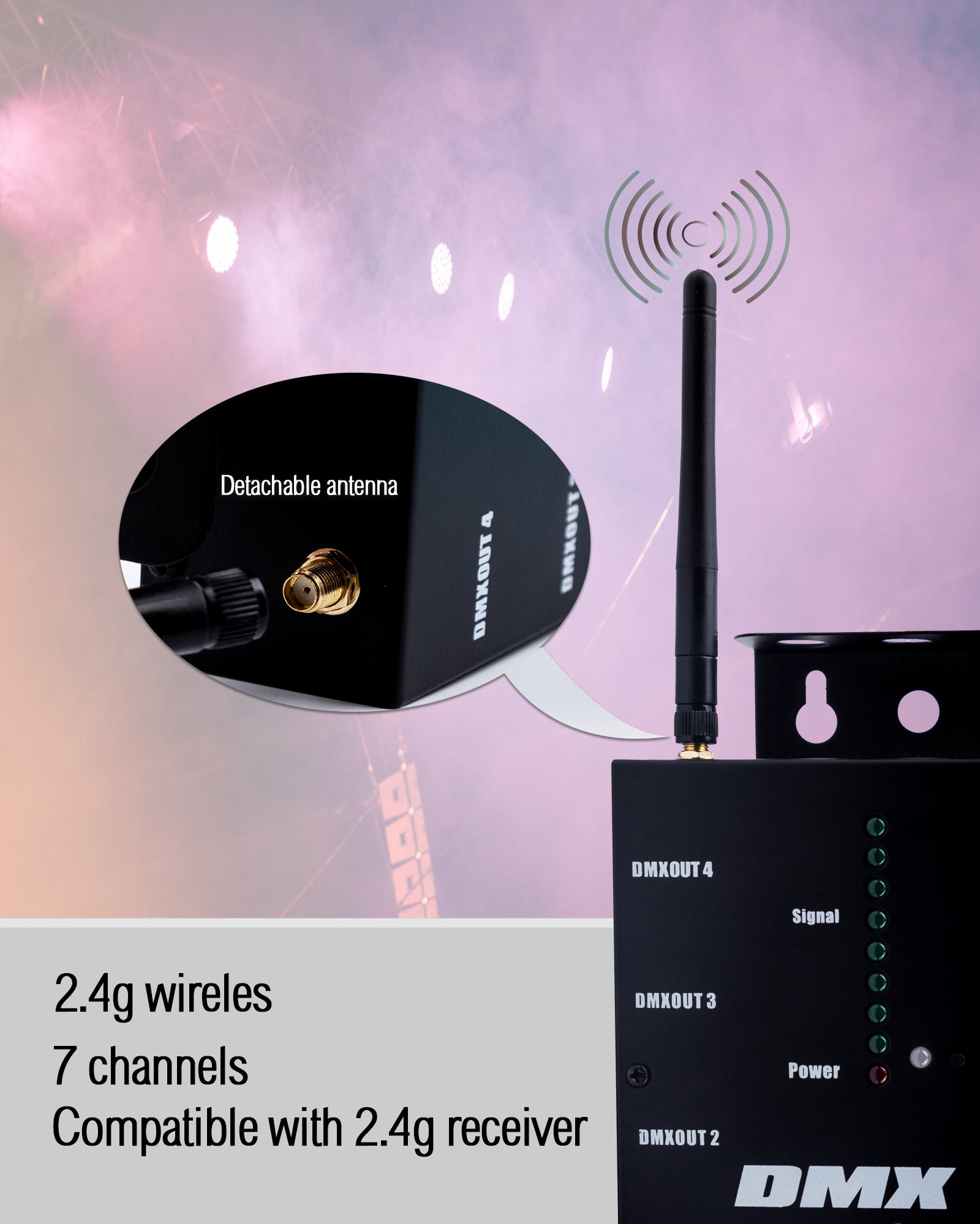 Pknight 8-Way Isolated DMX Splitter Amplifier Distributor with 2.4g wireless Transmitter