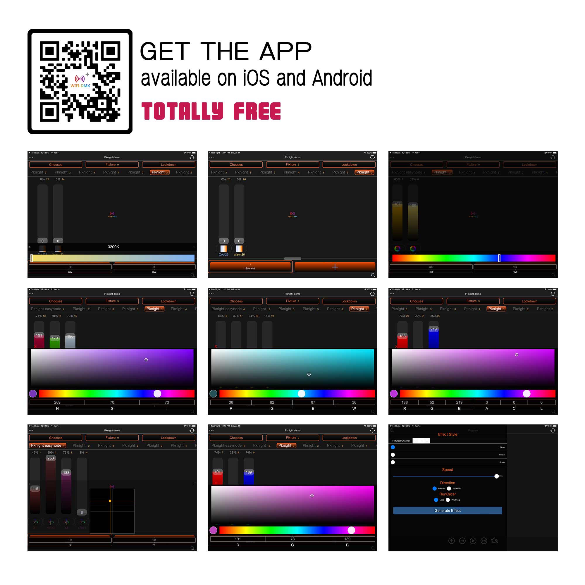 Pknight 2.4G Wireless WiFi DMX Easynode Plus Mini DMX Controller with App WIFI-DMX PRO Using ArtNet/sACN Protocol