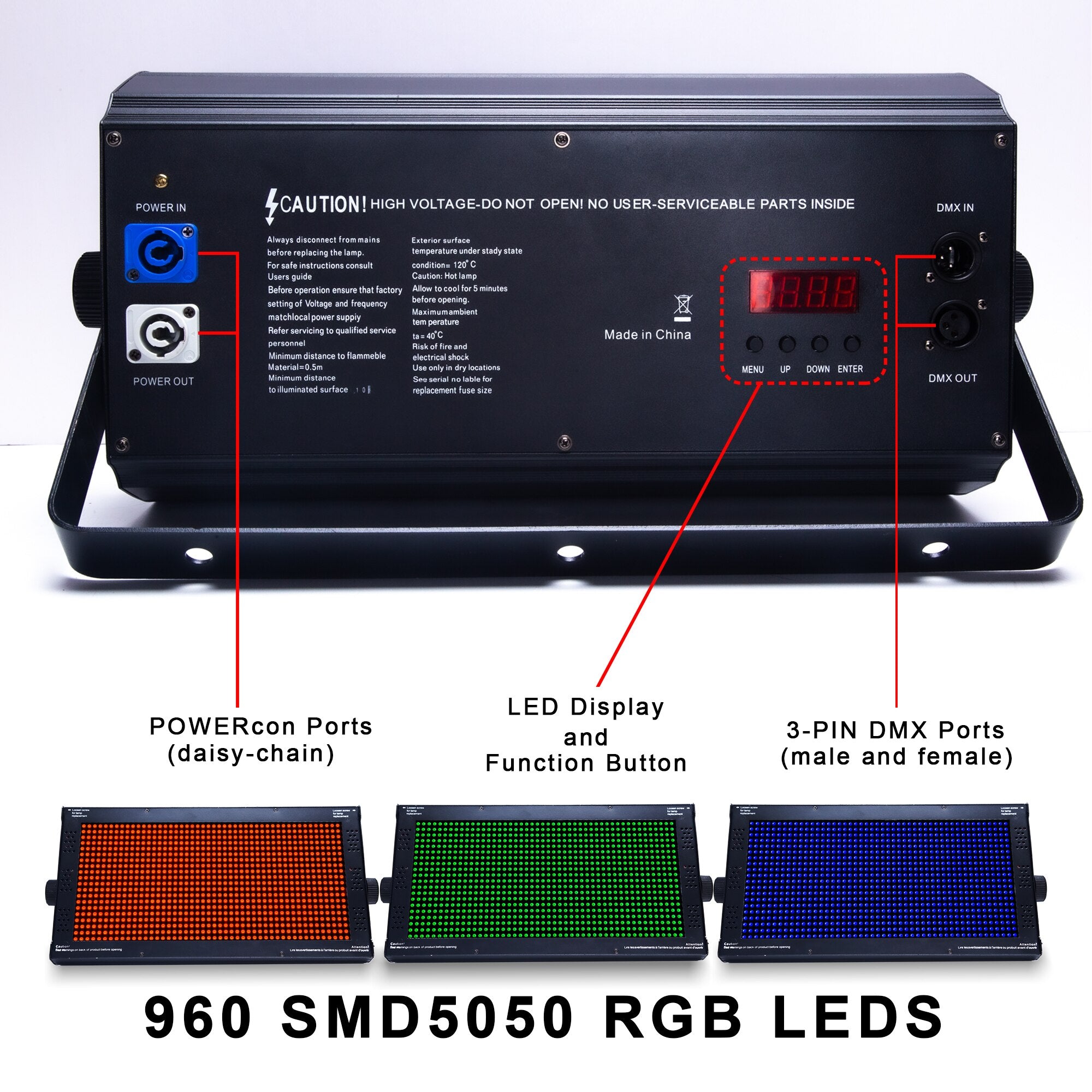 Pknight atomic Stage Multifunctional LED Strobe/Flood/Blinder Light with 960 SMD RGB LEDs,8 Zones Flash Panel DJ Light