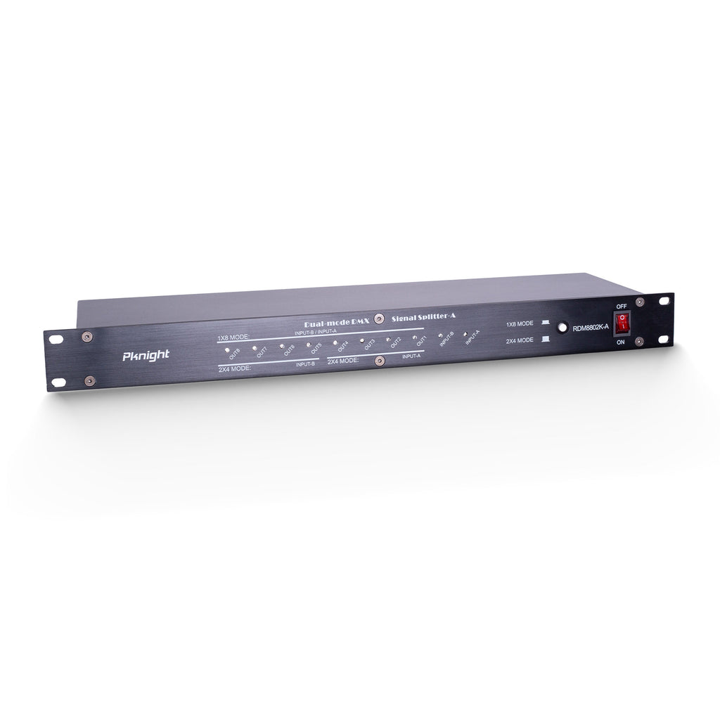 Pknight 8-Port RDM DMX Splitter with Dual Input, PowerCON Linking, and