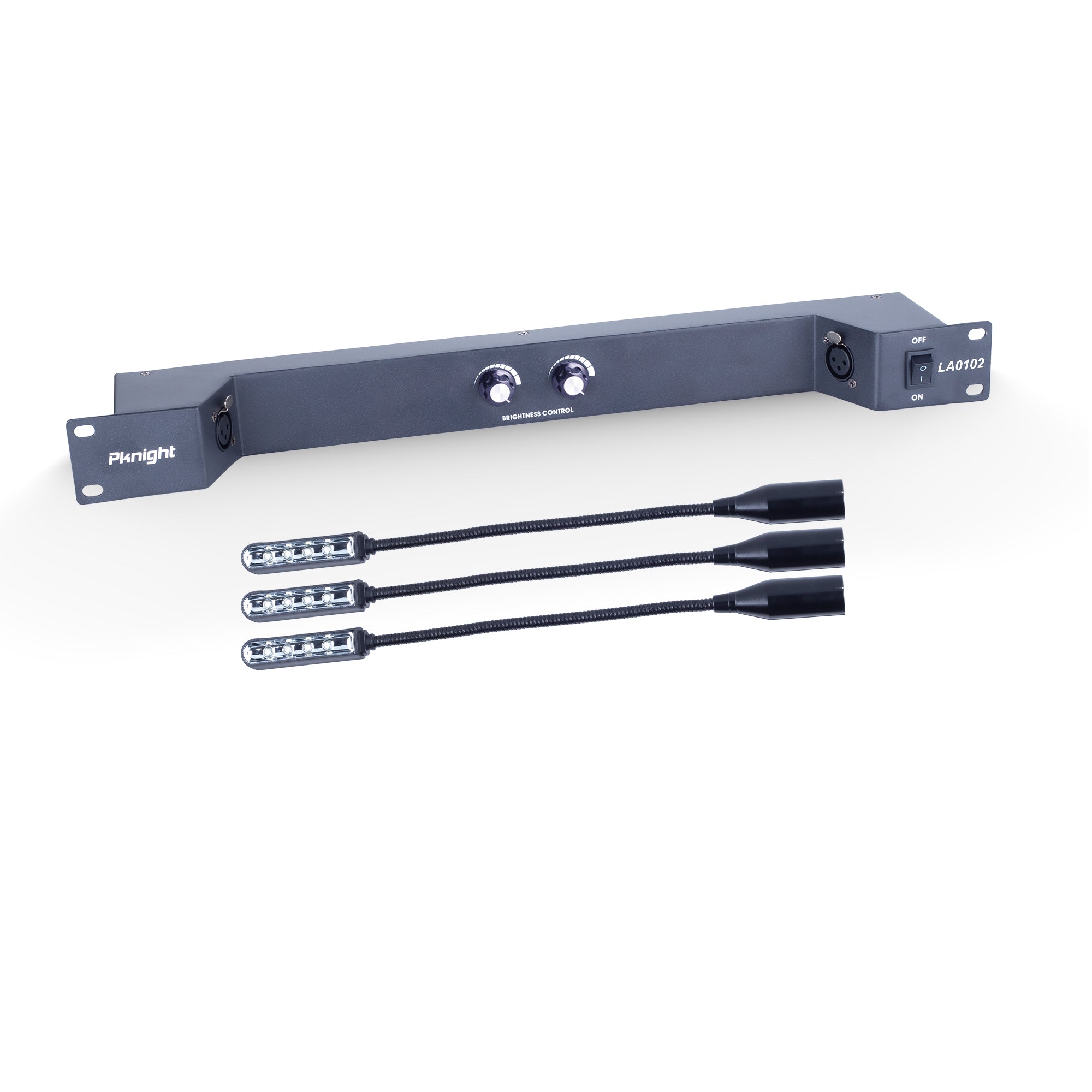 Pknight Rack Mount Gooseneck LED Light, 3 Dimmable Lamps, PowerCON Inp