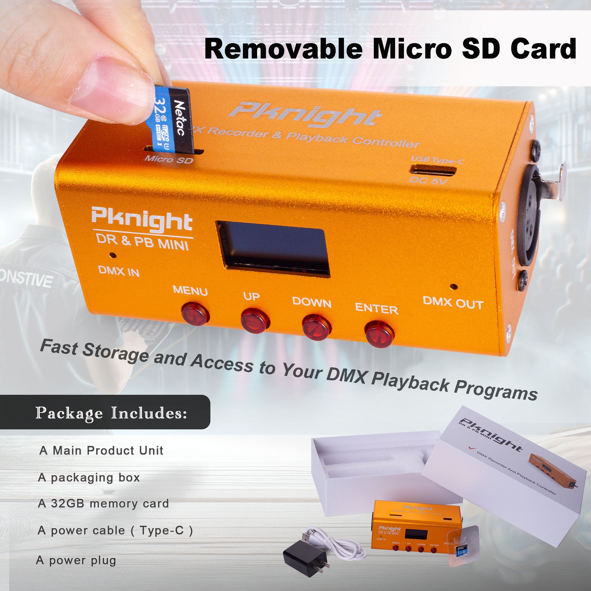 Playback Controller Pknight DMX Recorder and Playback Controller 1 universe DR & PB MINI