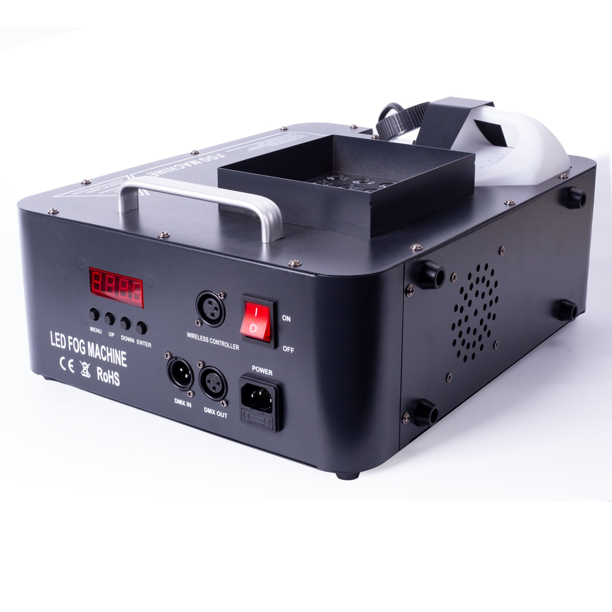 1500W Vertical Fog Machine with RGB LED Lights, DMX LCD DJ Stage Fogger for Party, Club, Wedding, Fog Fluid Not Included