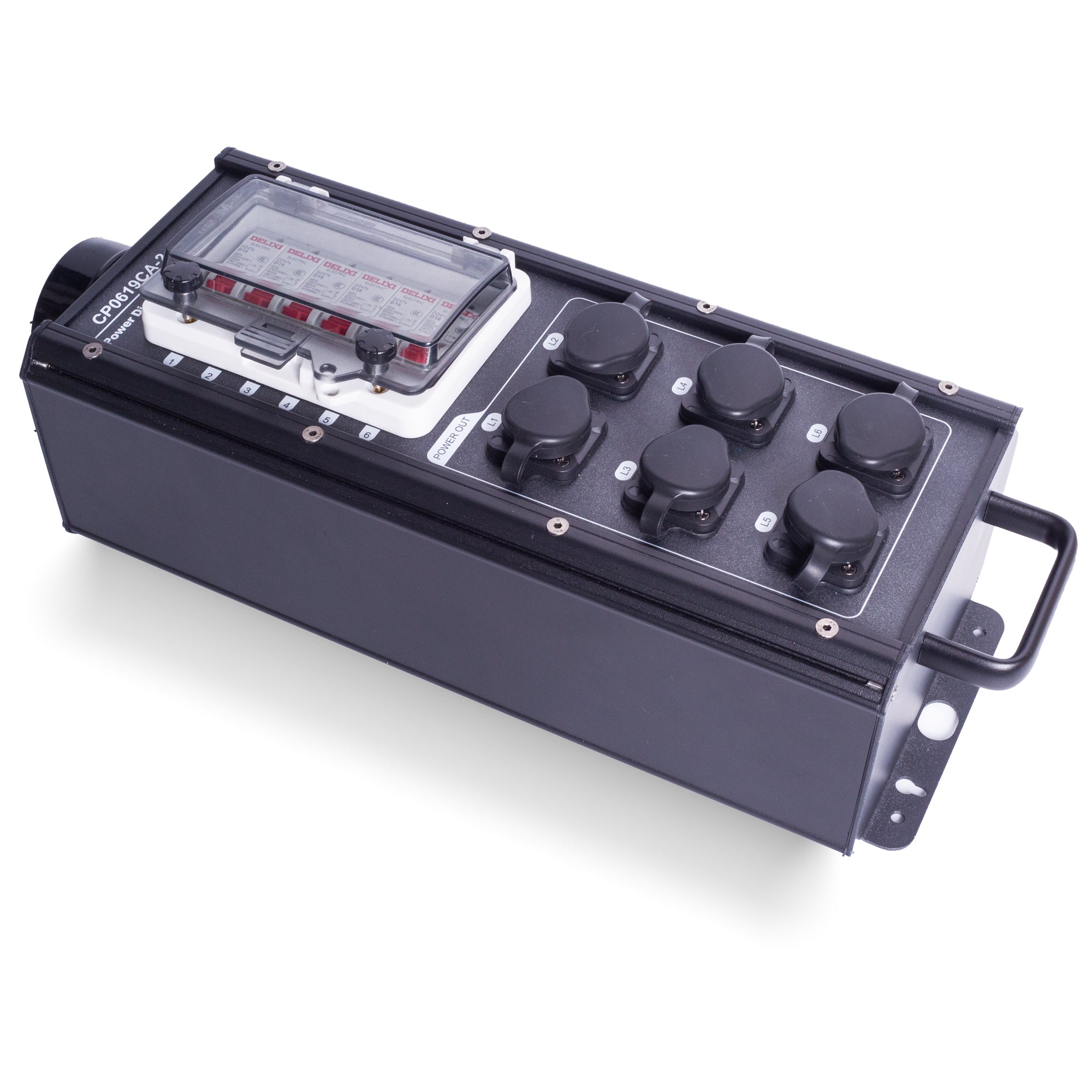 PKnight 19-Pin Input Stage Power Distribution Box, AC90-240V Power Distro Unit with 6 x16ATRUE1 Female Outputs for Stage Lighting