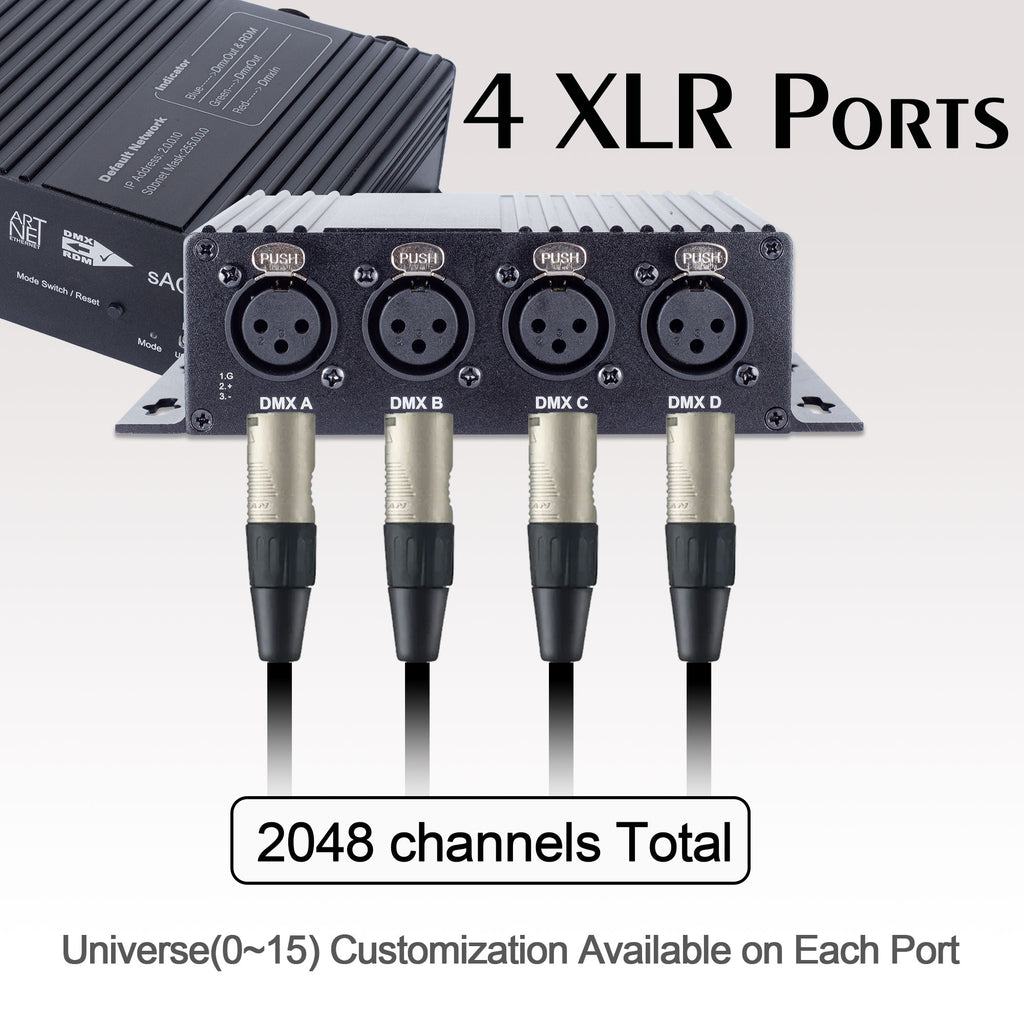 Rdm Controller Pknight 4ch Bidirectional Artnet/sACN/RDM Controller Easynode ARS2048B