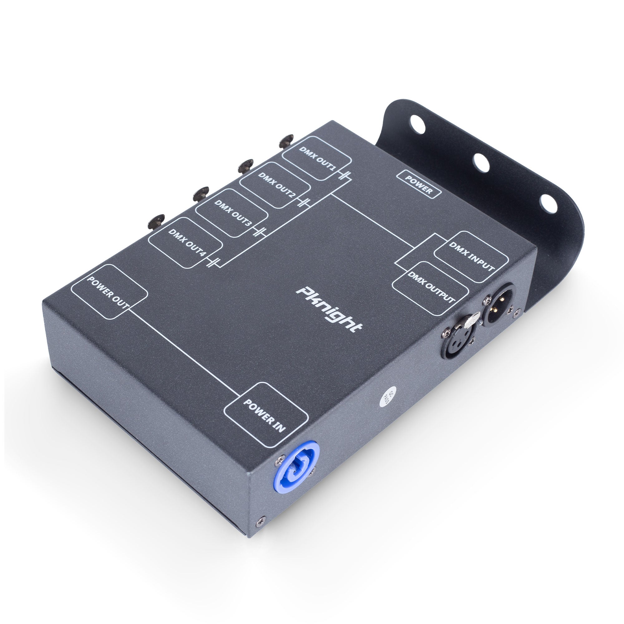 Pknight 4-Channel DMX Signal Splitter with Optical Isolation and PowerCON Linking Signal Amplifier Distributor for stage lighting