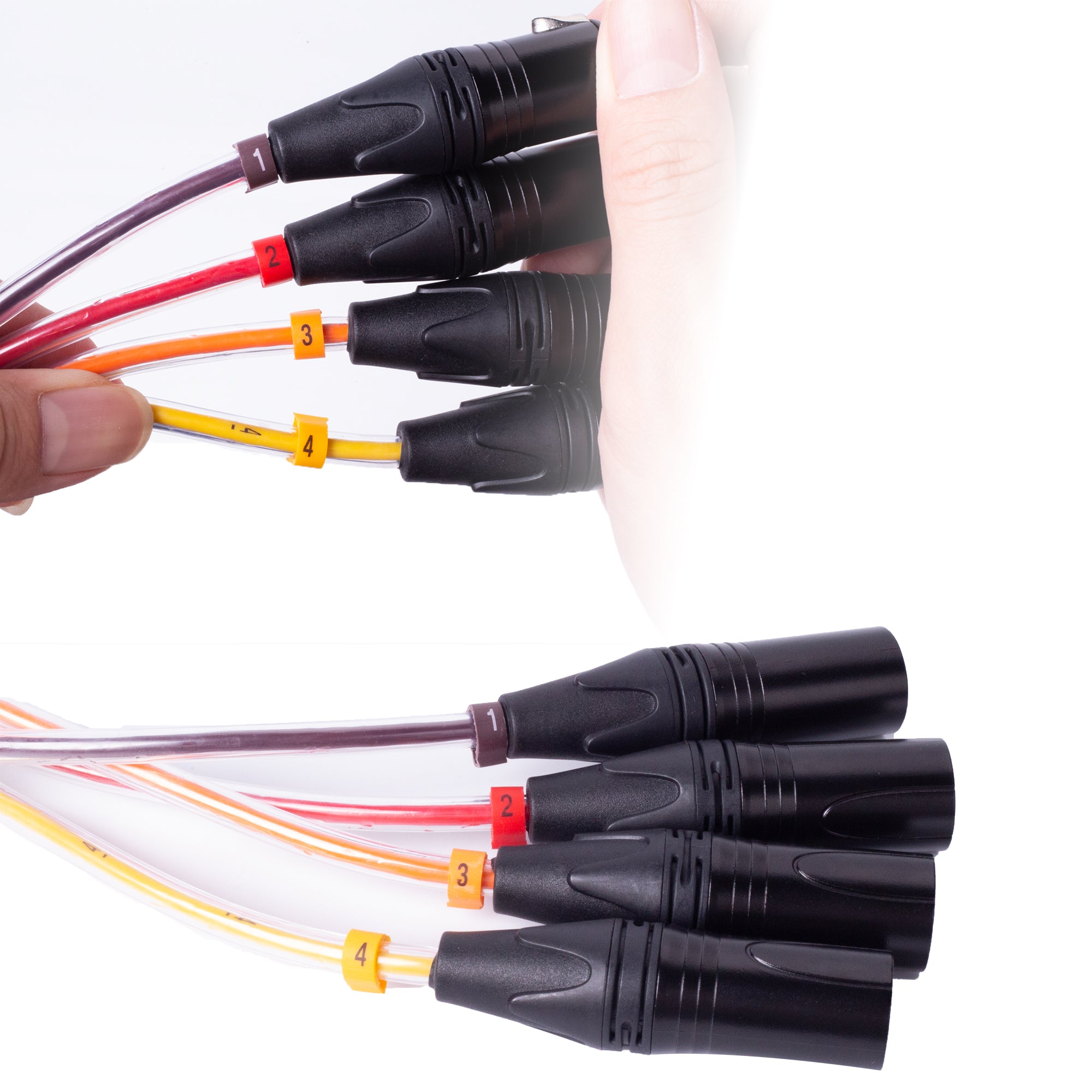 PKnight 4-Channel XLR Snake Cable, 200cm Multi-Core Male to Female Low-Noise Audio Cable for Stage, Studio, Mixer and Signal Routing