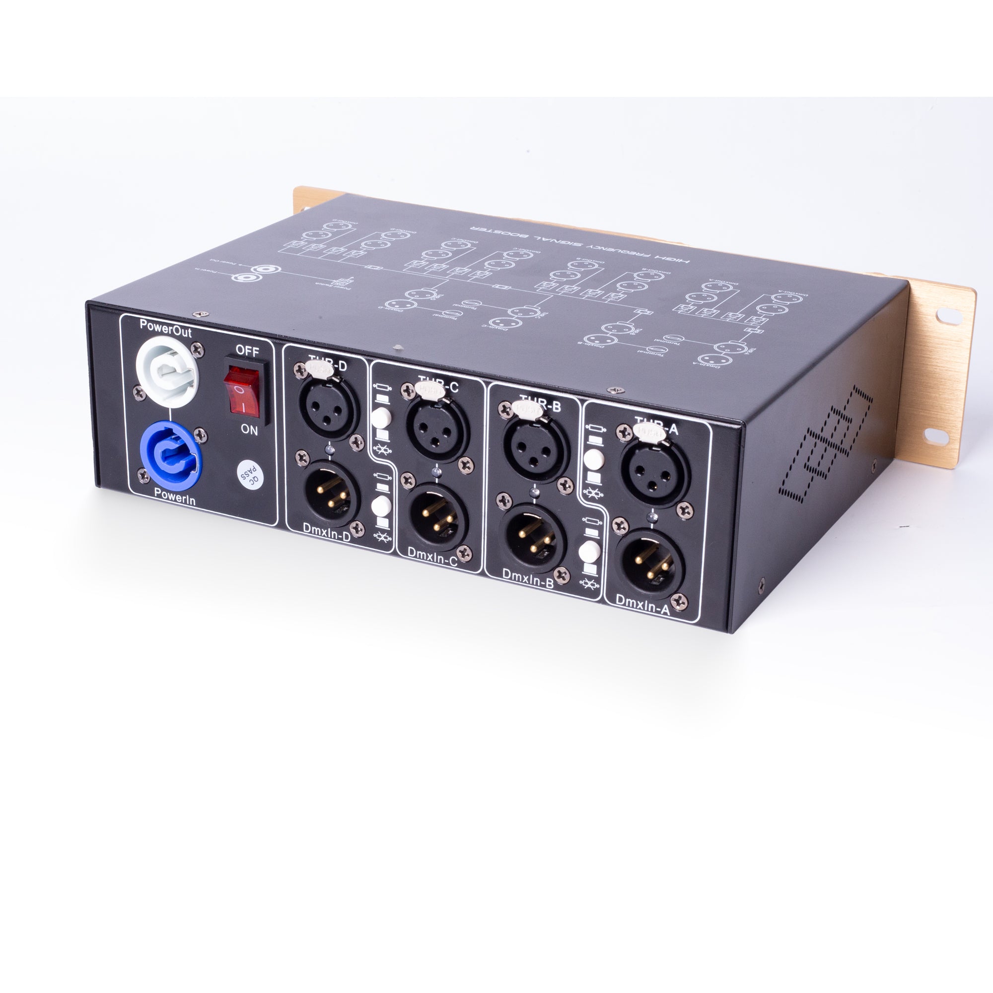 PKnight 16-Channel DMX Signal Amplifier, Non-RDM DMX512 Splitter Booster with 4 Inputs, 4 Thru Outputs, 16 Outputs, 3-Pin XLR