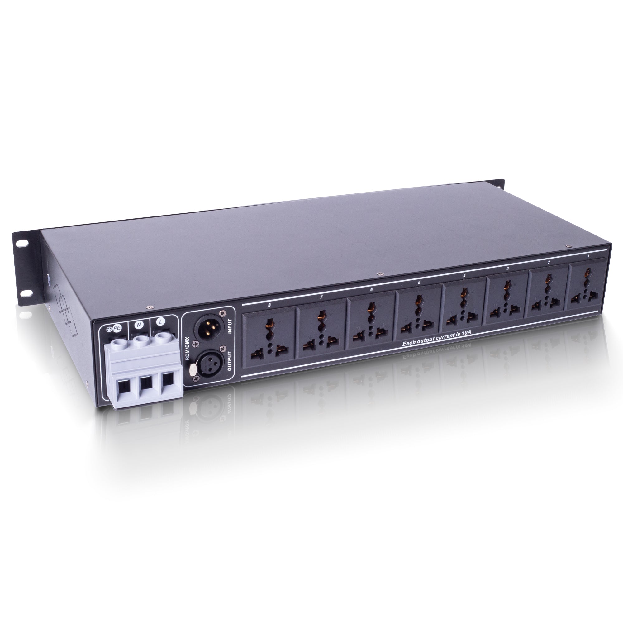 PKnight CP0802C 8-Channel Smart Power Sequencer and Intelligent Switch, 80A Power Management Controller with DMX512/RDM, RS485 and Manual Control, 19-Inch 1.5U Rack Mount, AC 90-240V for Stage Lighting and Audio Systems