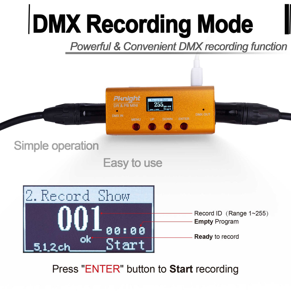 Playback Controller Pknight DMX Recorder and Playback Controller 1 universe DR & PB MINI