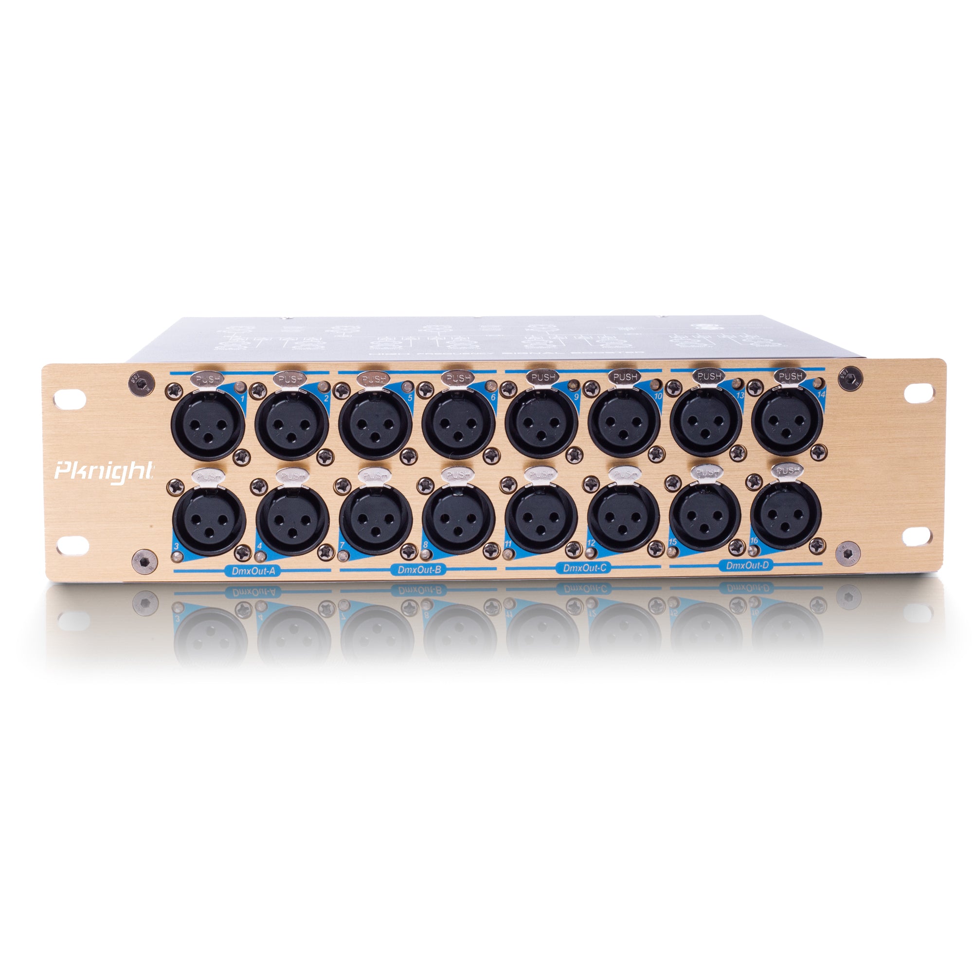 PKnight 16-Channel DMX Signal Amplifier, Non-RDM DMX512 Splitter Booster with 4 Inputs, 4 Thru Outputs, 16 Outputs, 3-Pin XLR