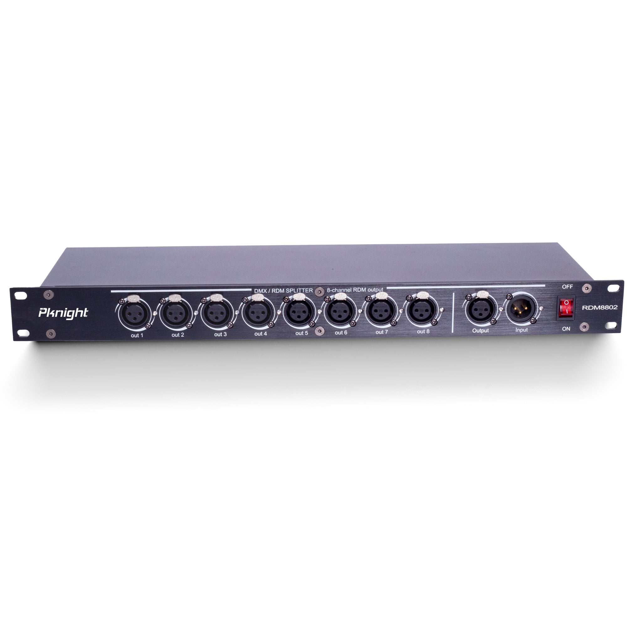 PKnight RDM8802 8-Channel DMX/RDM Splitter Distributor|1-In/8-Out DMX512 Signal Amplifier | RDMCompatible 3-Pin XLR Rack-Mount Lighting Controller