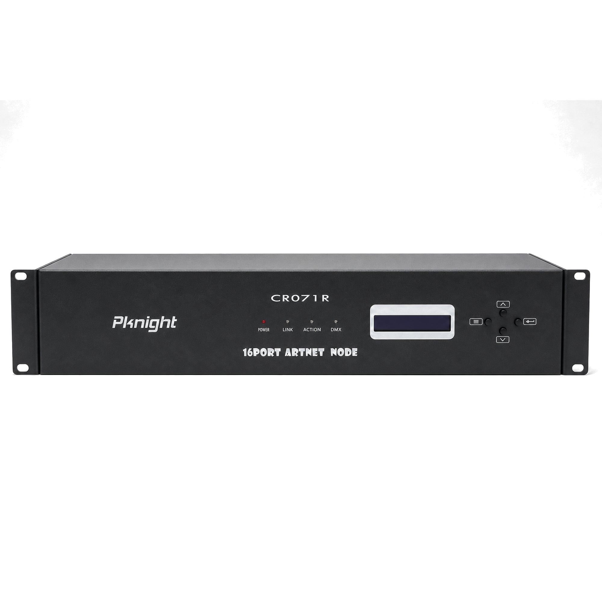 Pknight CR071R 16-Port ArtNet Node, Art-Net to DMX512 Converter, 8192CH, 3-Pin XLR, LCD, Rack Mount