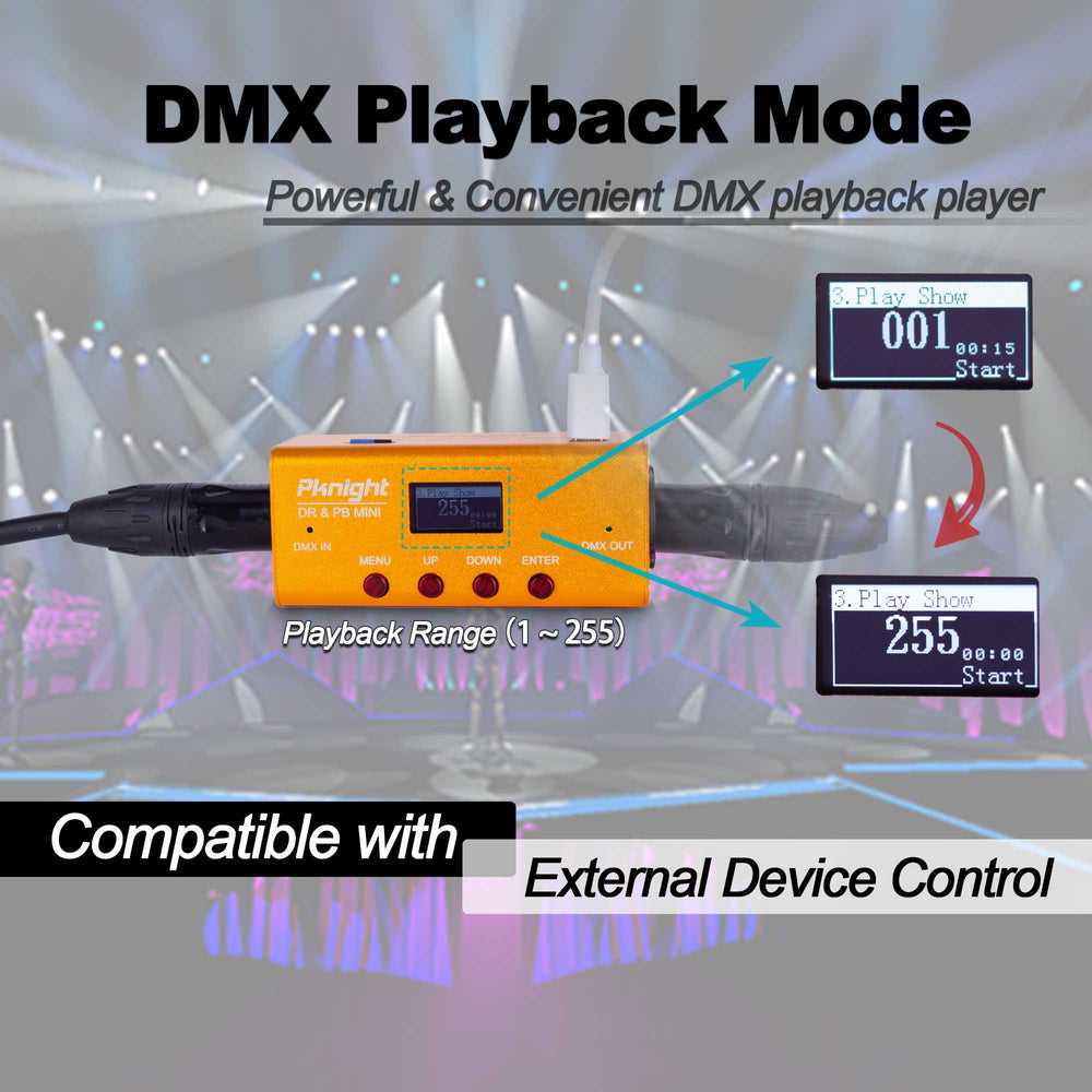 Playback Controller Pknight DMX Recorder and Playback Controller 1 universe DR & PB MINI