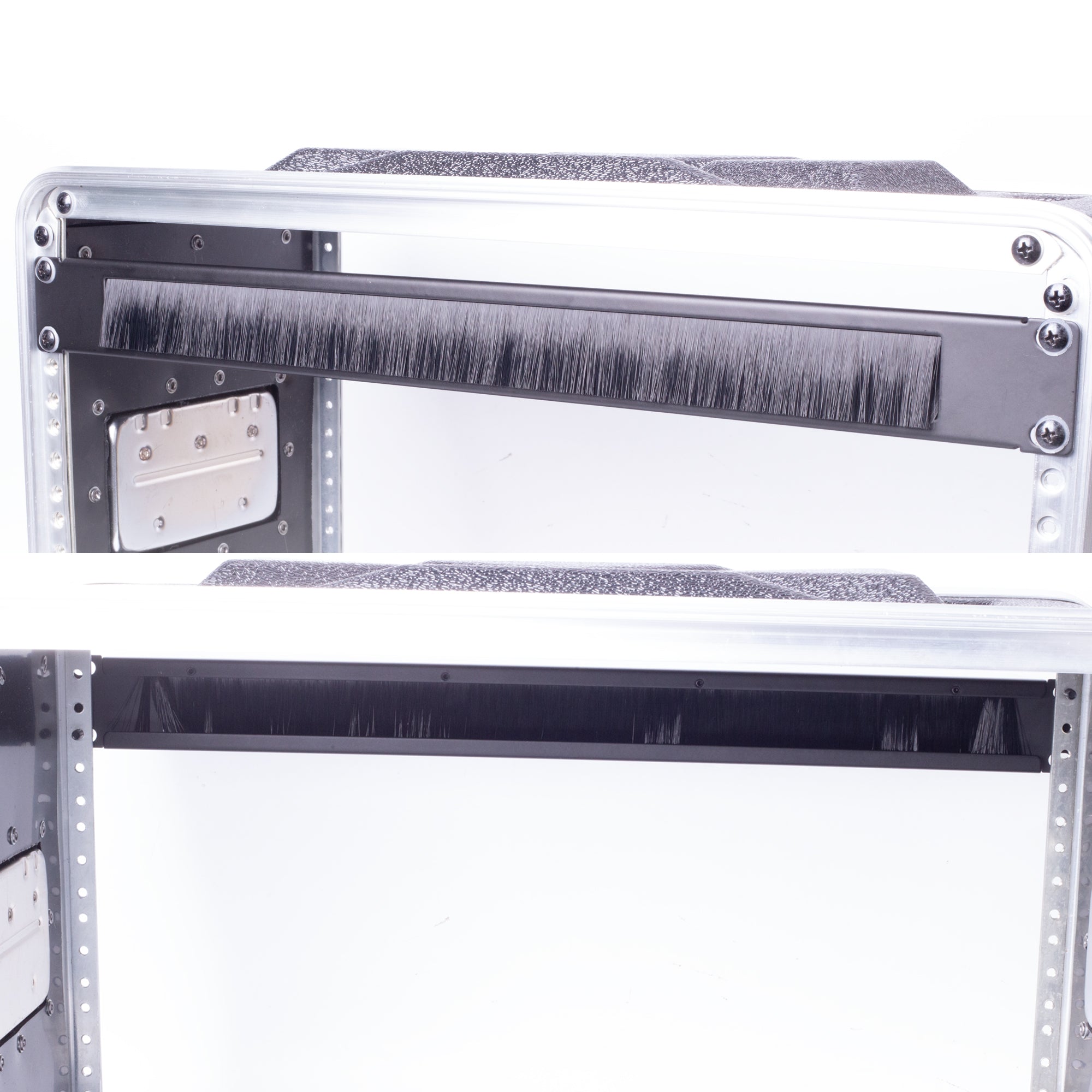 PKnight 1U Rack Brush Panel, 19 Inch Cable Pass-Through Blank Panel with Brush Strip, Black Metal Rack Cable Management Panel for Server, Network, Audio and AV Cabinets